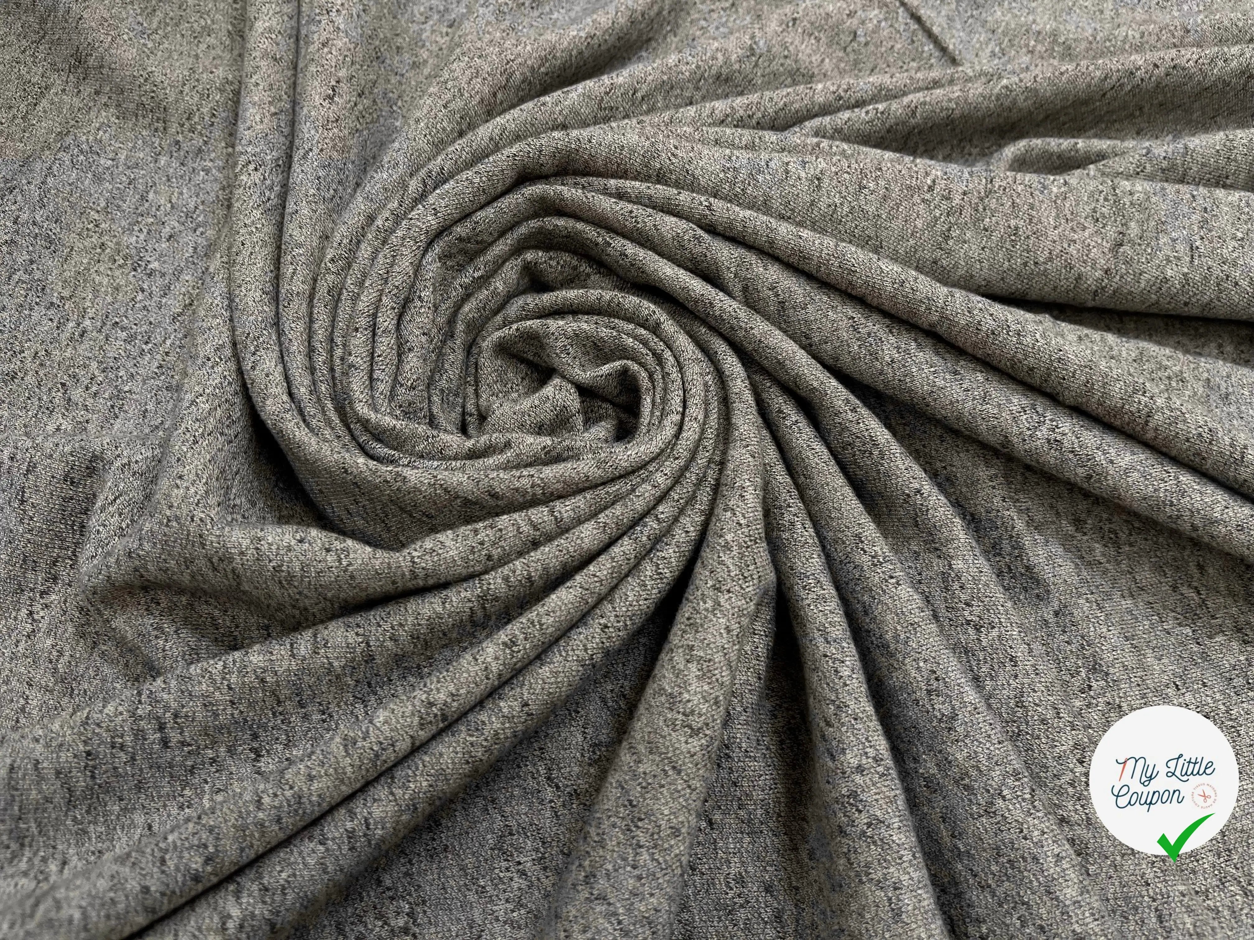 MOLLETON COTON ÉLASTANNE CHINÉ GRIS - My Little Coupon