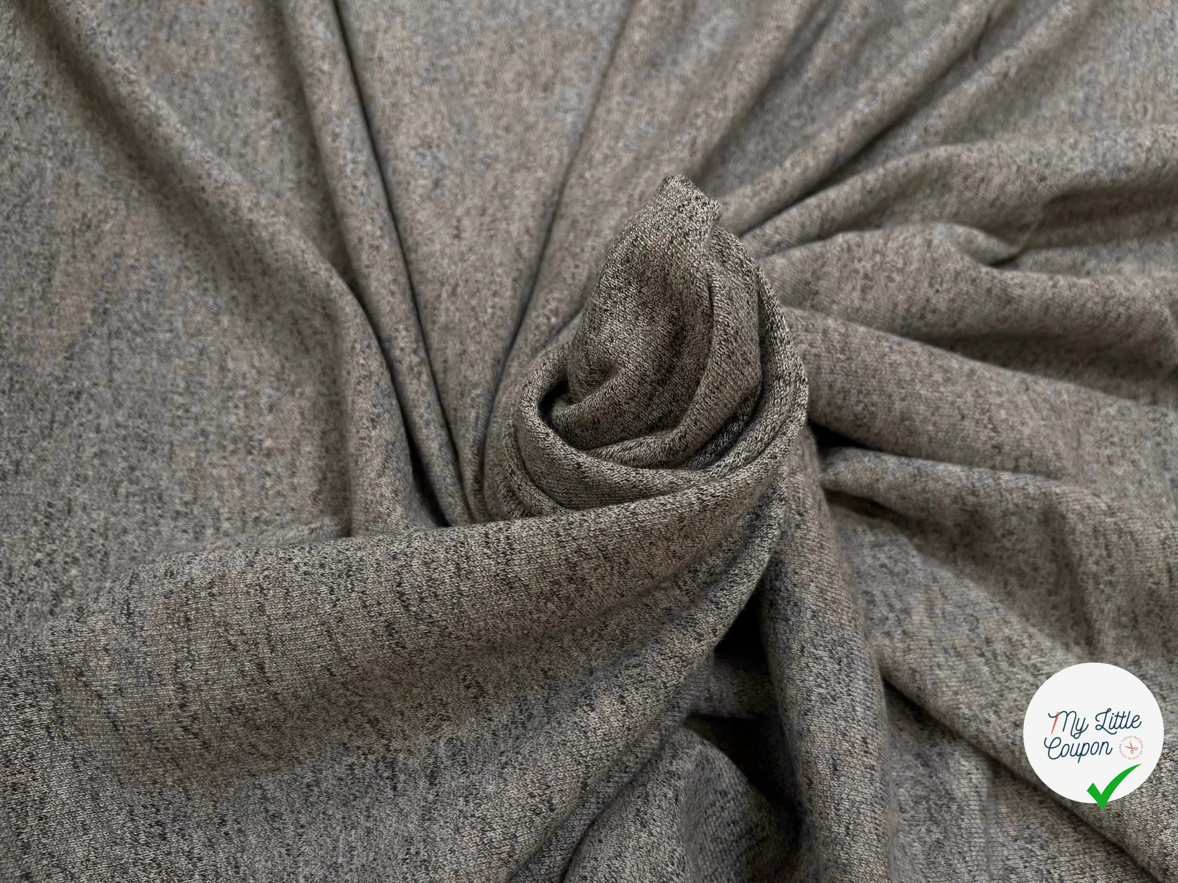 MOLLETON COTON ÉLASTANNE CHINÉ GRIS - My Little Coupon