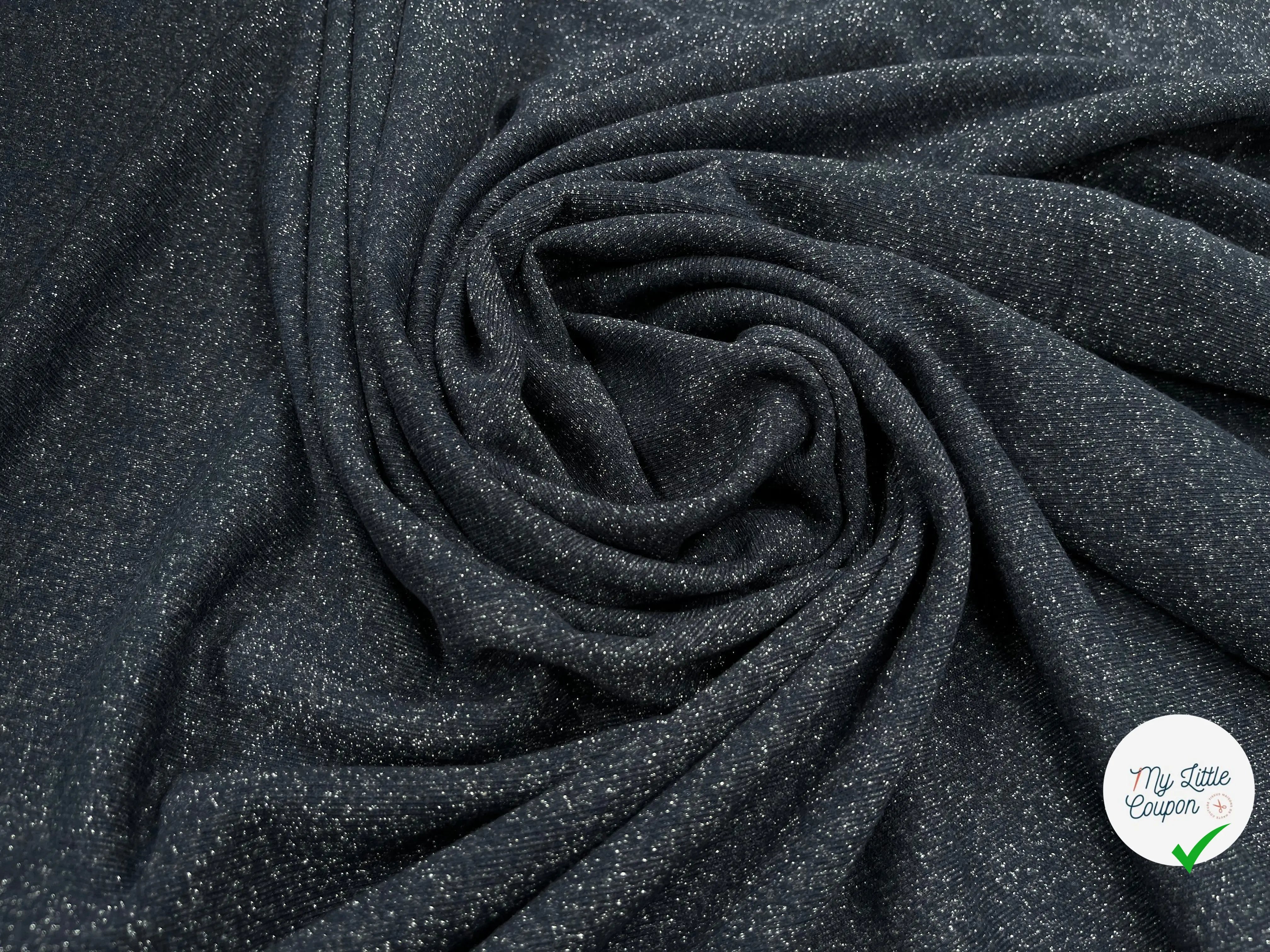 MOLLETON FIN LUREX ARGENT BLEU MARINE - My Little Coupon