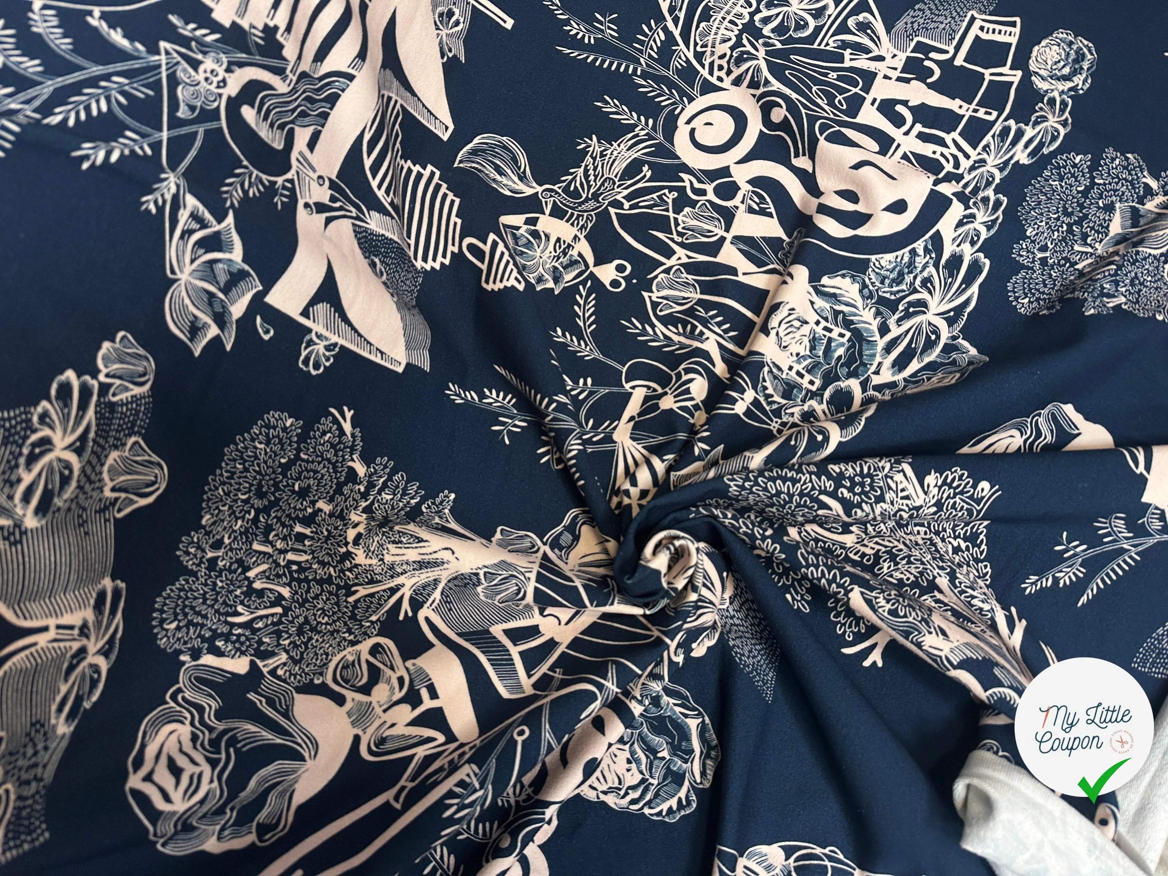 MOLLETON FOND BLEU MOTIVO ASTRATTO - My Little Coupon