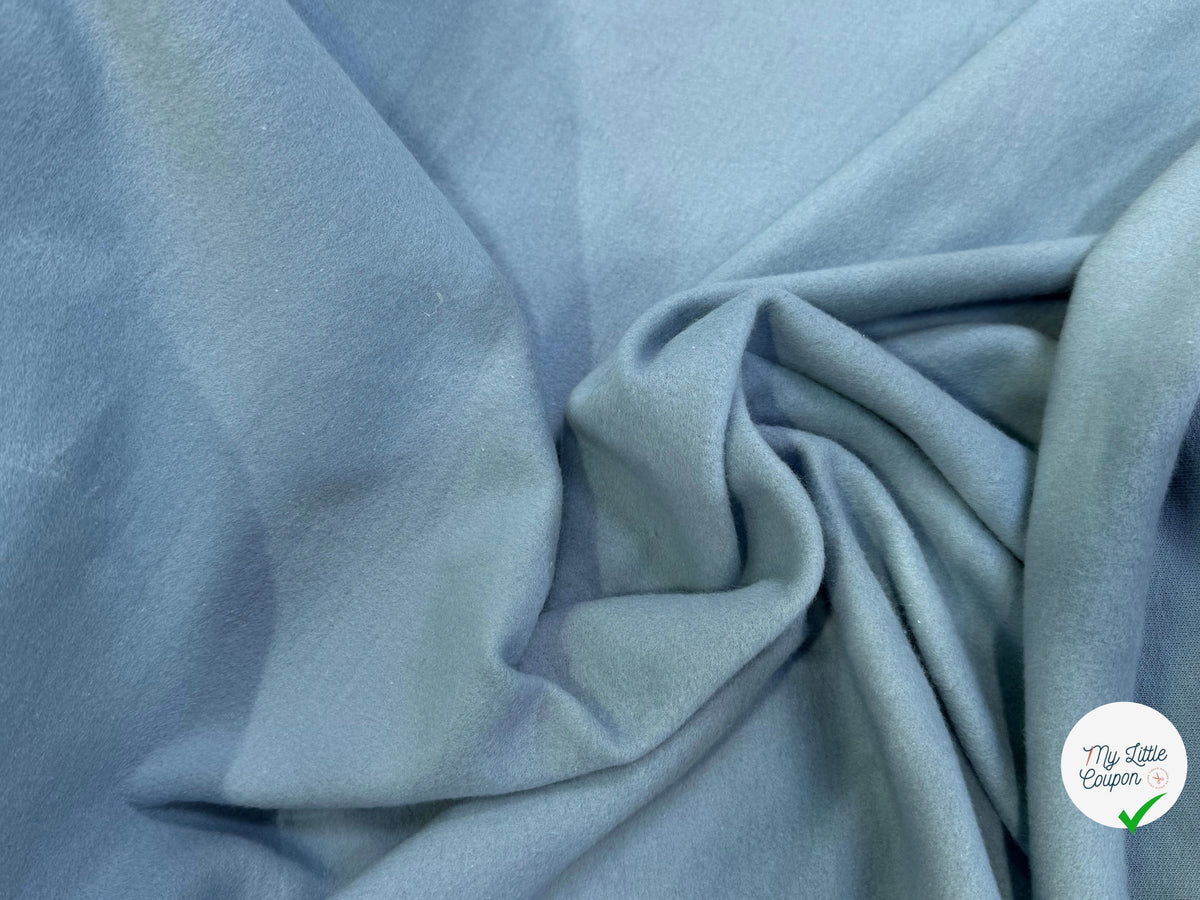 MOLLETON GRATTÉ TOUT DOUX 100% COTON BLEU AQUA GRANDE LAIZE - My Little Coupon