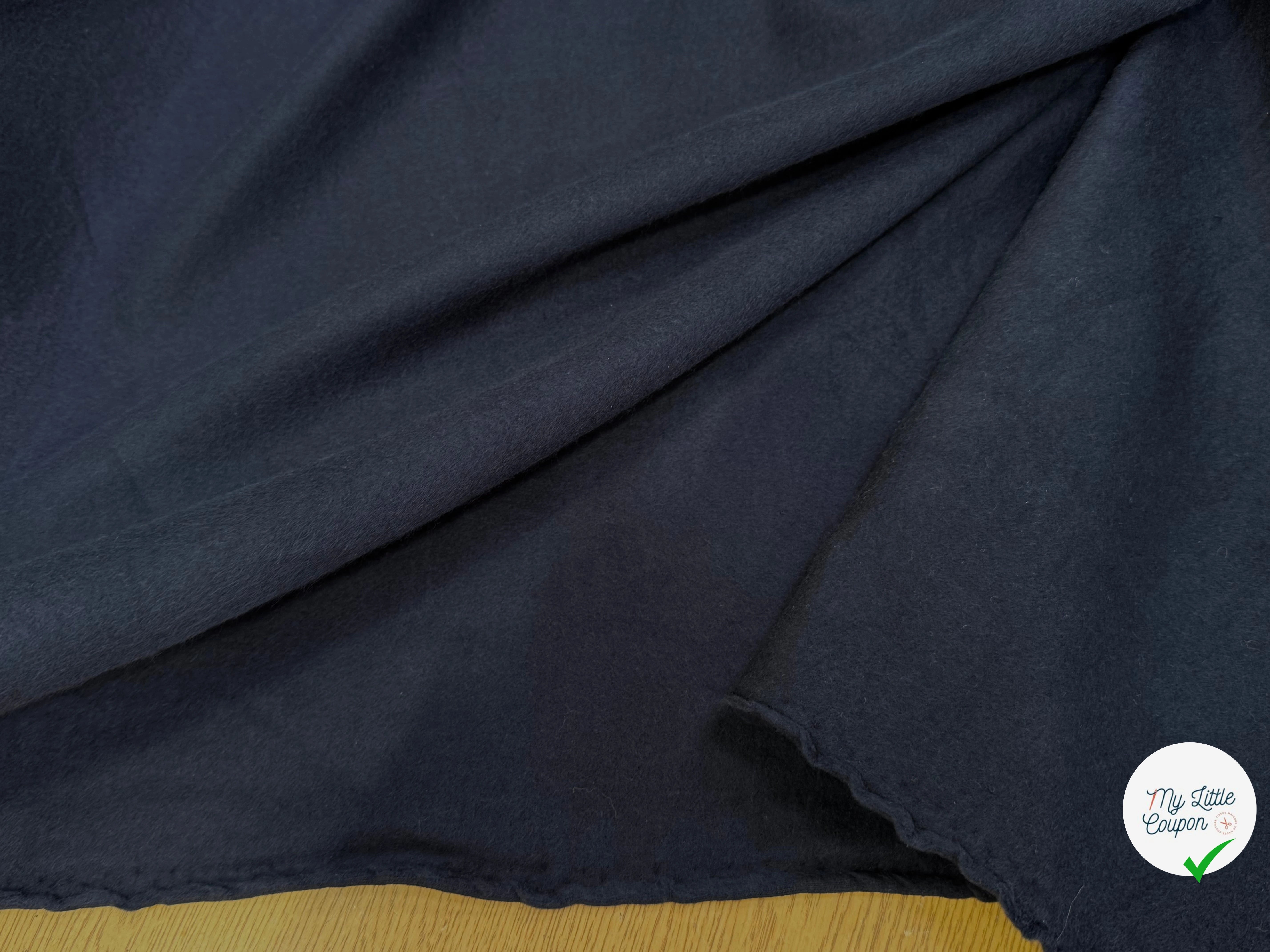 MOLLETON GRATTÉ TOUT DOUX 100% COTON BLEU MARINE GRANDE LAIZE FABRICATION RÉGION DE TROYES 🇫🇷 - My Little Coupon