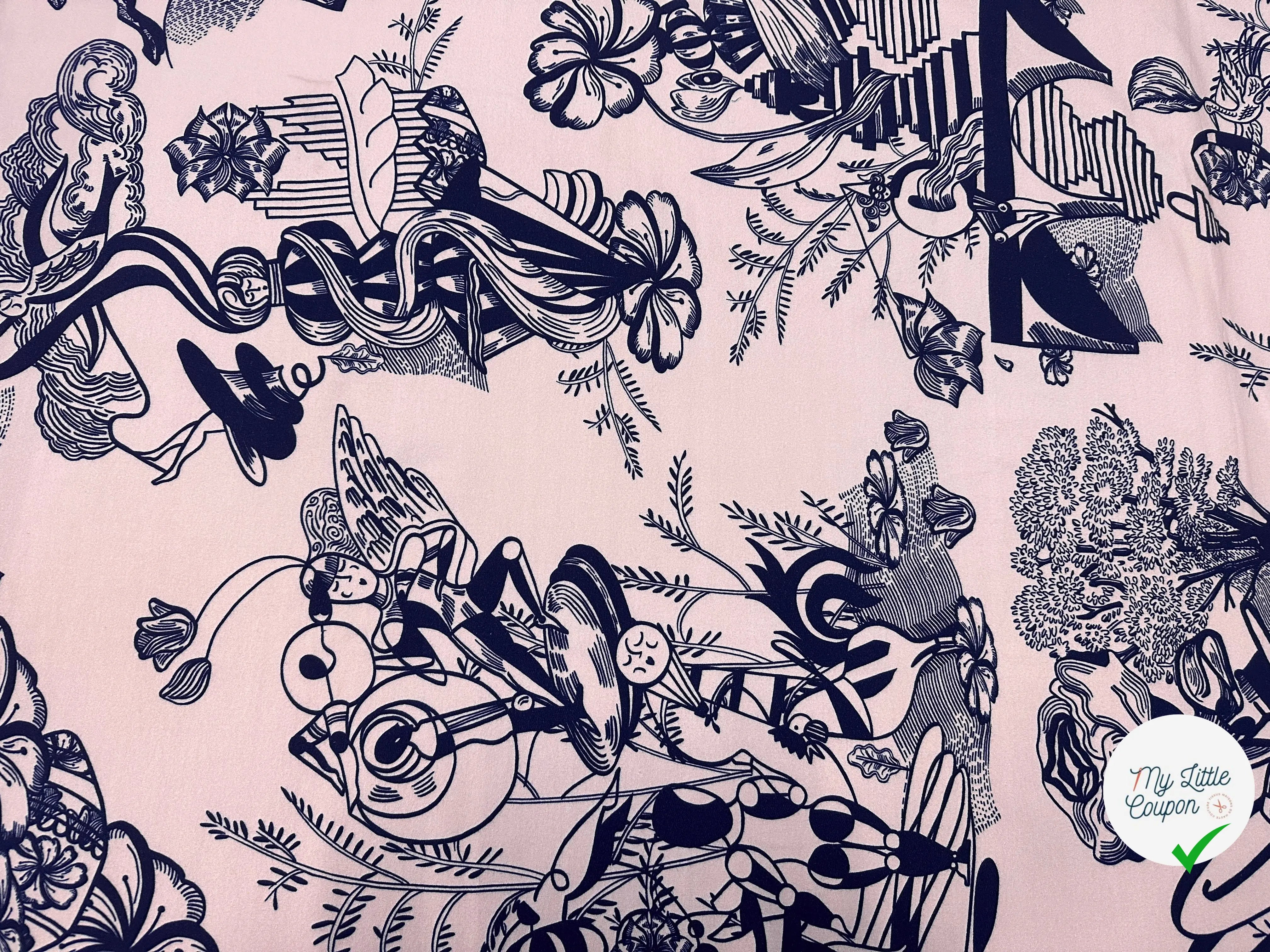 MOLLETON SAUMON MOTIF ABSTRAIT BLEU MARINE - My Little Coupon