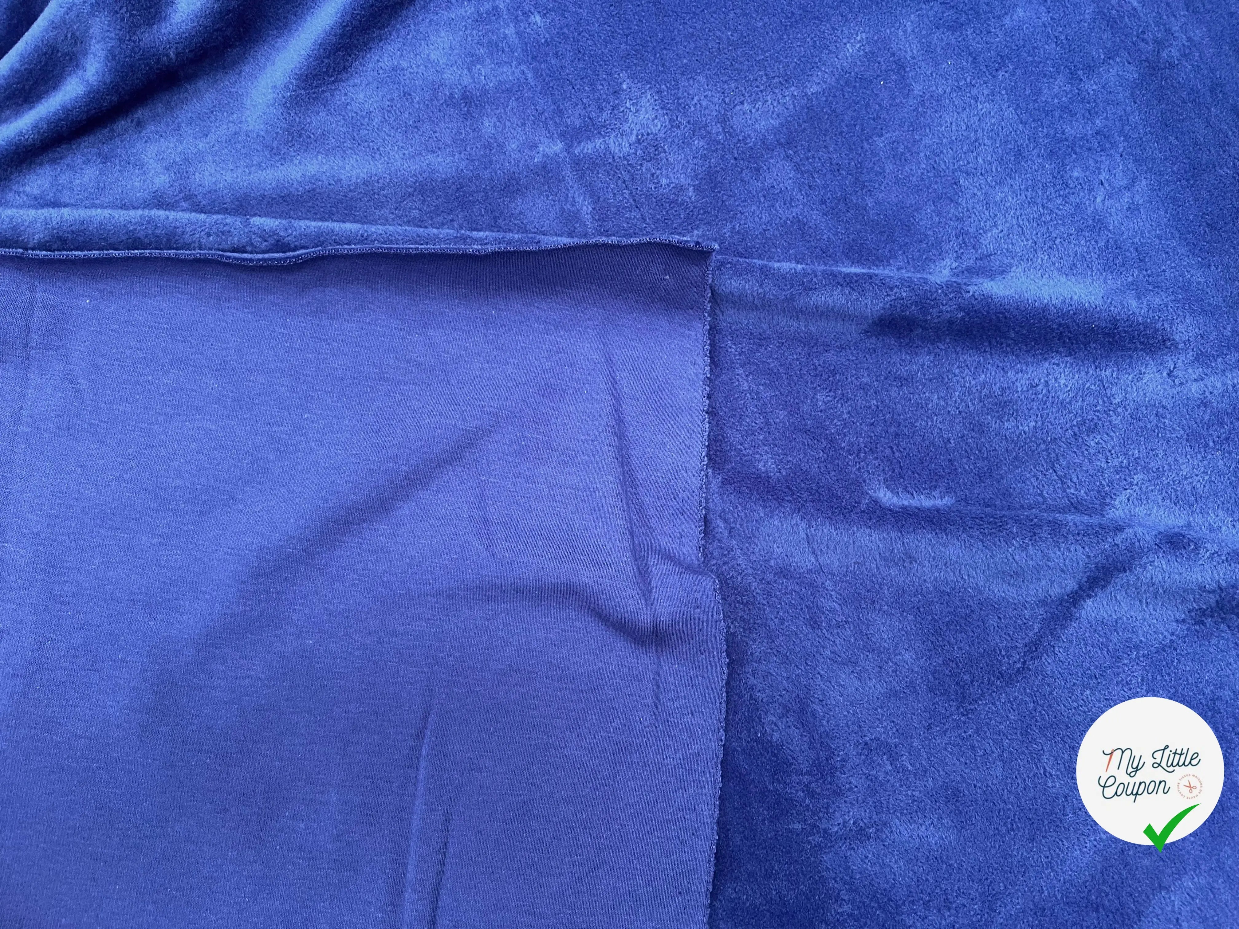 MOLLETON TOUT DOUX ENVERS GRATTÉ MADE IN FRANCE 280 BLEU SAPHIR - My Little Coupon