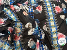 MOUSSELINE DE SOIE FIORI E GEOMETRIA SFONDO NERO - My Little Coupon