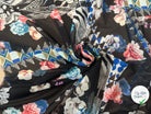 MOUSSELINE DE SOIE FIORI E GEOMETRIA SFONDO NERO - My Little Coupon