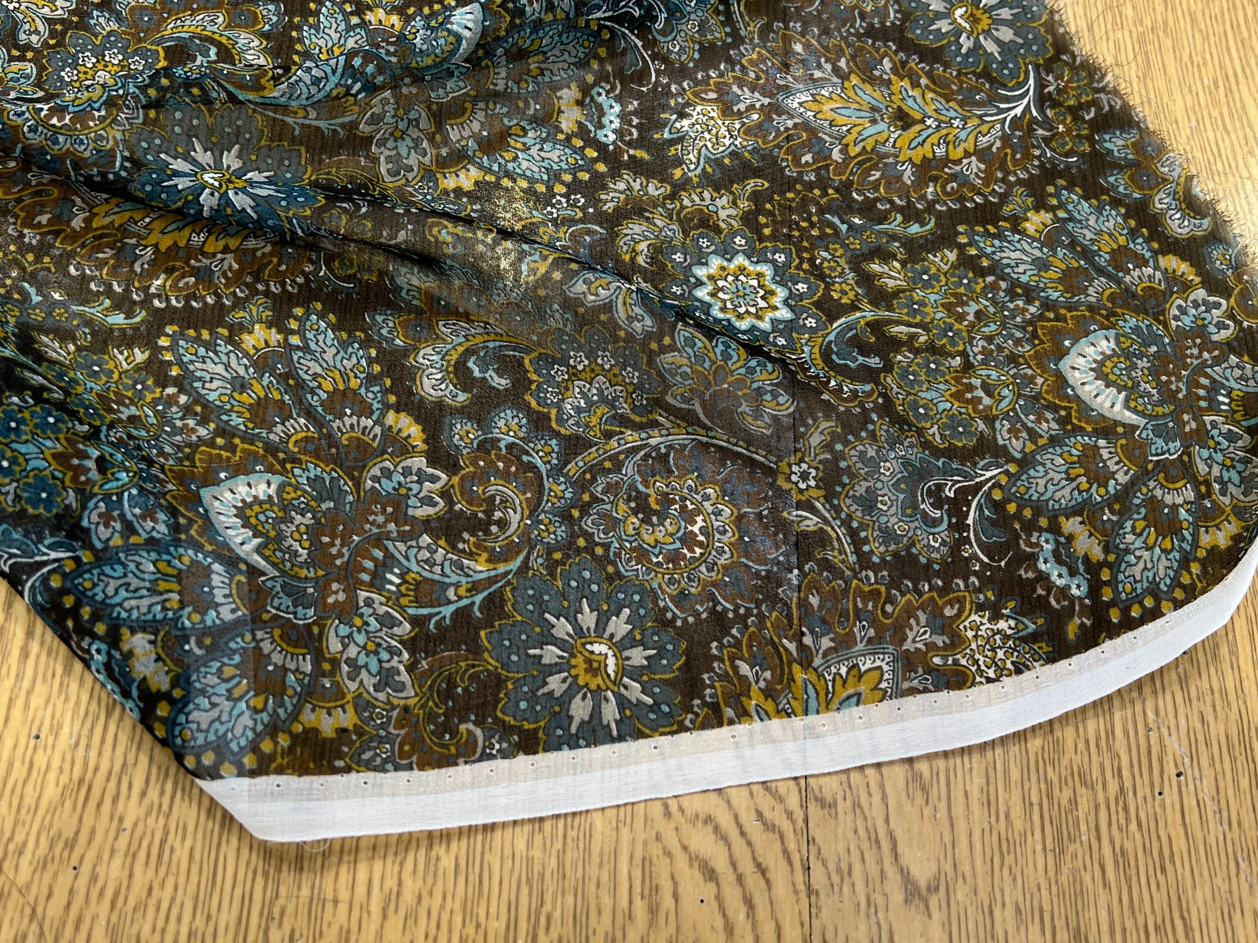 MOUSSELINE DE SOIE IMPRIMÉE FLORALES BLEUS - My Little Coupon