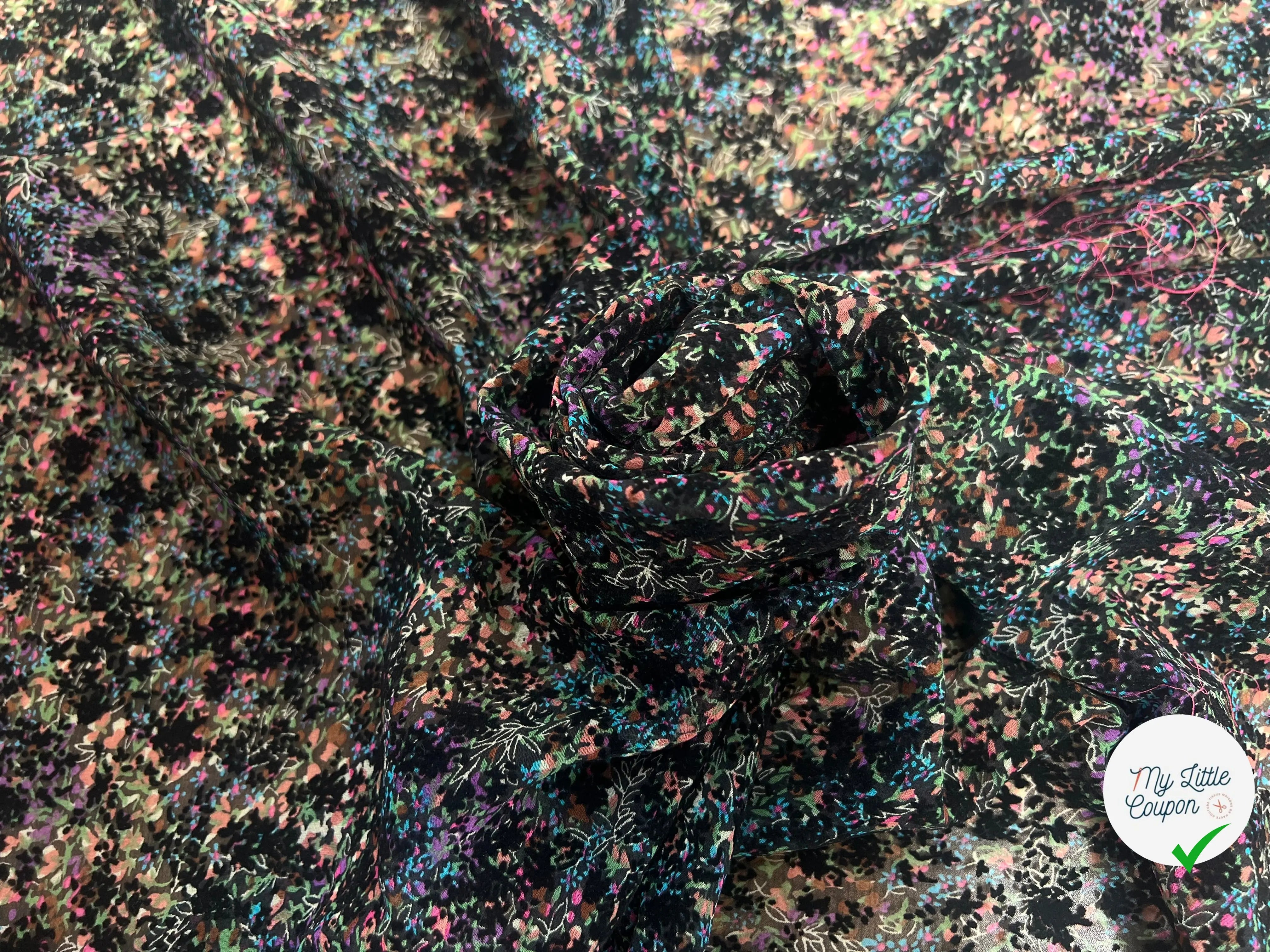MOUSSELINE DÉVORÉE FLEURS VELOURS - My Little Coupon