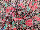 MOUSSELINE FLEURS ORIENTALES FOND NOIR - My Little Coupon
