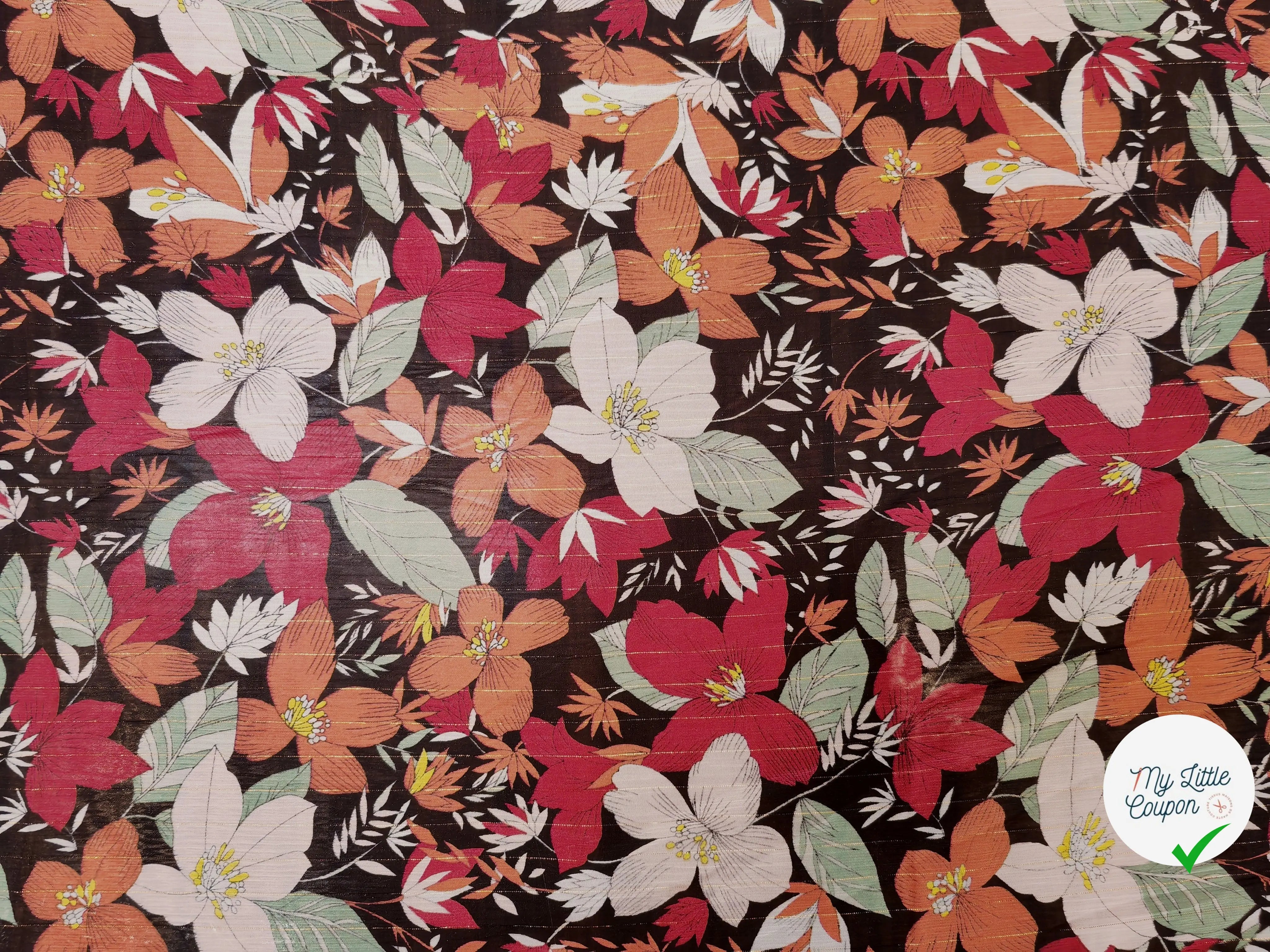 MOUSSELINE HIBISCUS BORDEAUX & ORANGE - My Little Coupon