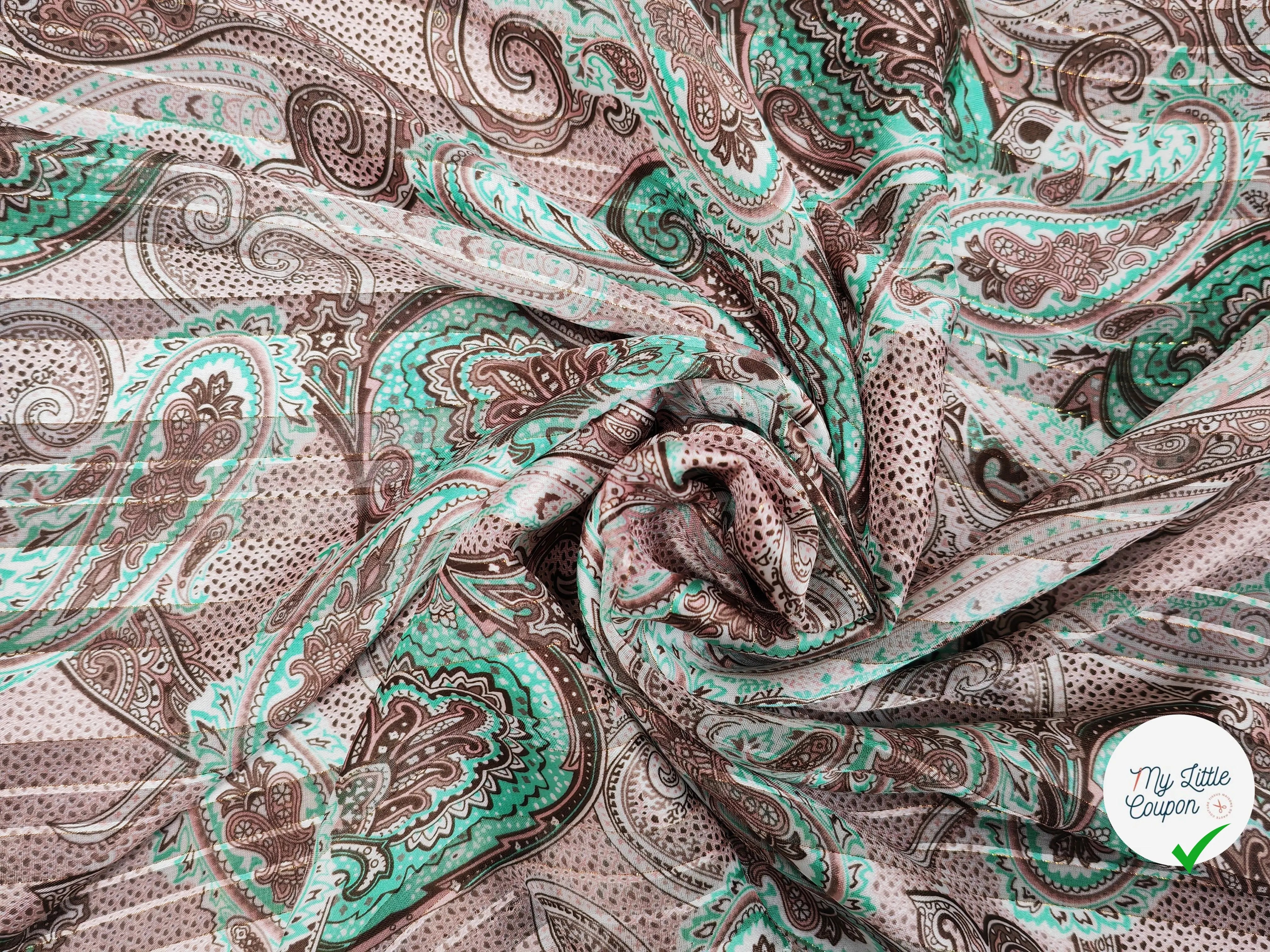 MOUSSELINE MOTIF BANDANA CHÂTAIGNE & ÉMERAUDE - My Little Coupon