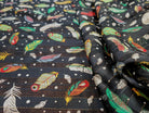 MOUSSELINE OSLOW PLUMES MULTICOLORE FOND NOIR - My Little Coupon