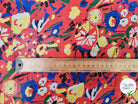 MOUSSELINE TÂCHE DE FLEURS FOND ROUGE - My Little Coupon