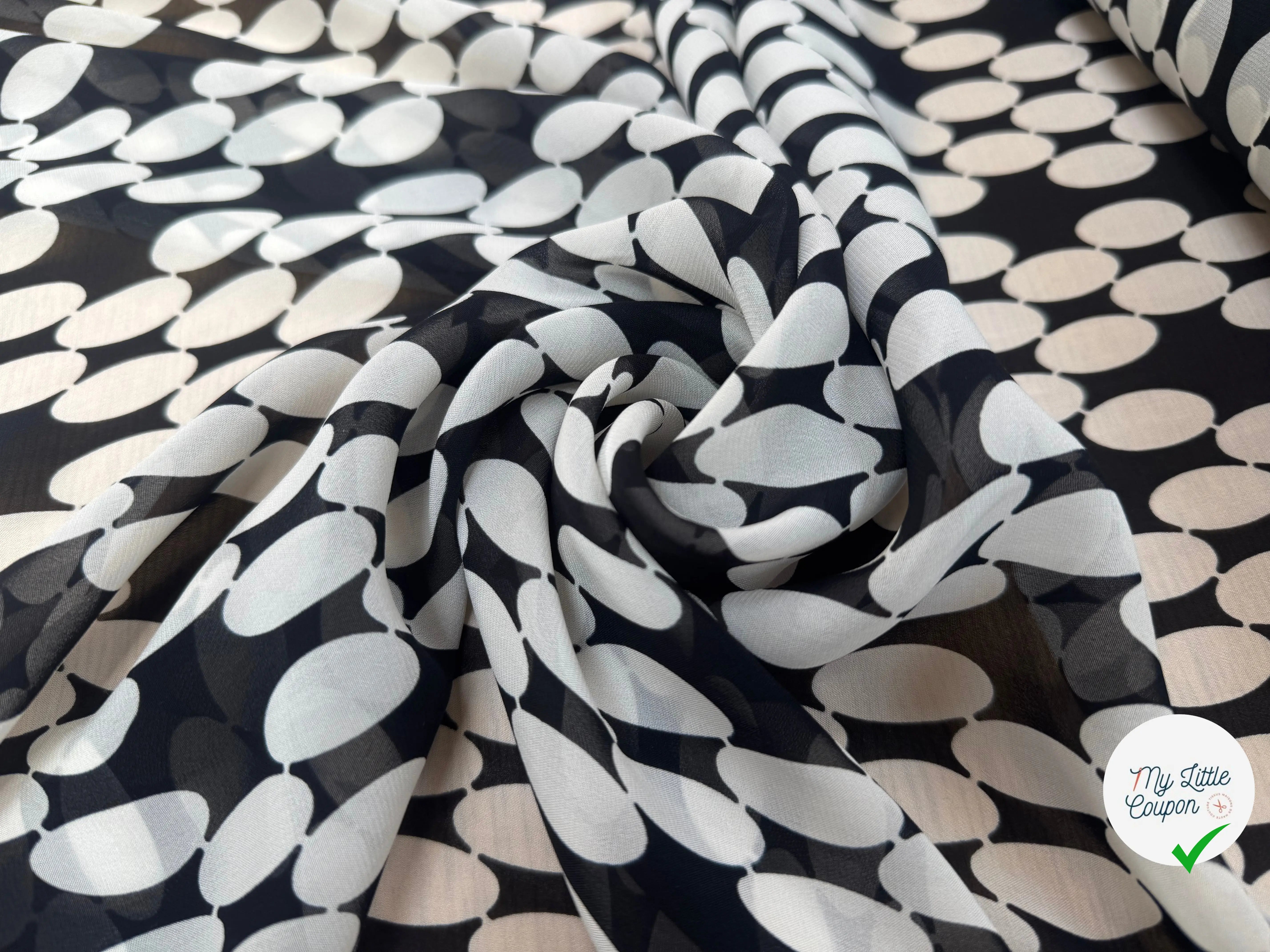 MOUSSELINE VISCOSE FIND NOIR POIDS BLANC - My Little Coupon