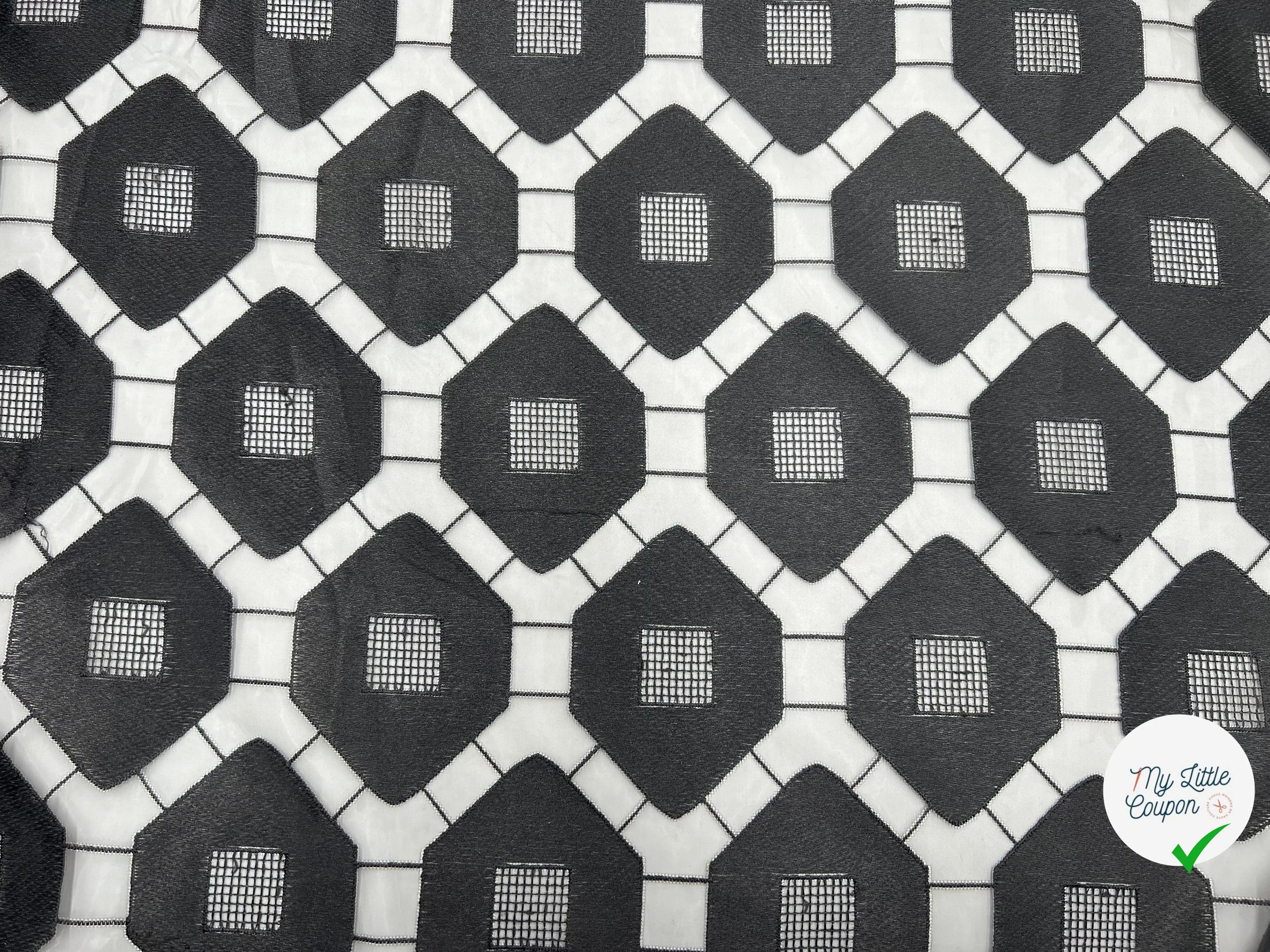 ORGANZA BRODÉ RUCHES CÉLESTE NOIR - My Little Coupon - tissu - coudre