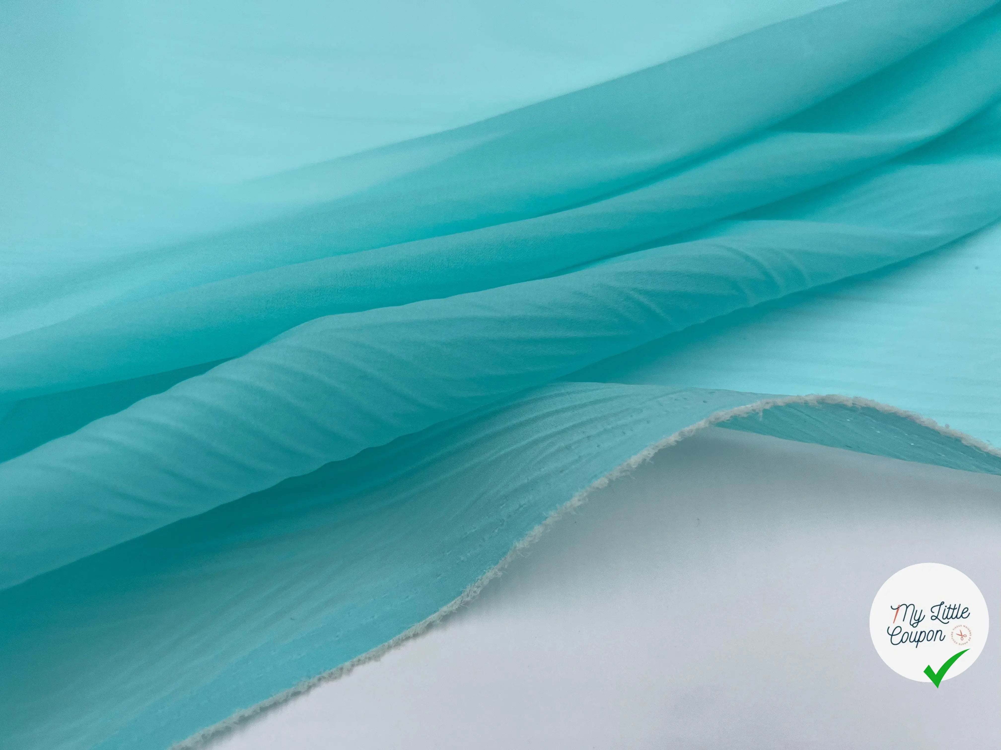 ORGANZA DE SOIE STRETCH BLUE AQUA - My Little Coupon - tissu - coudre