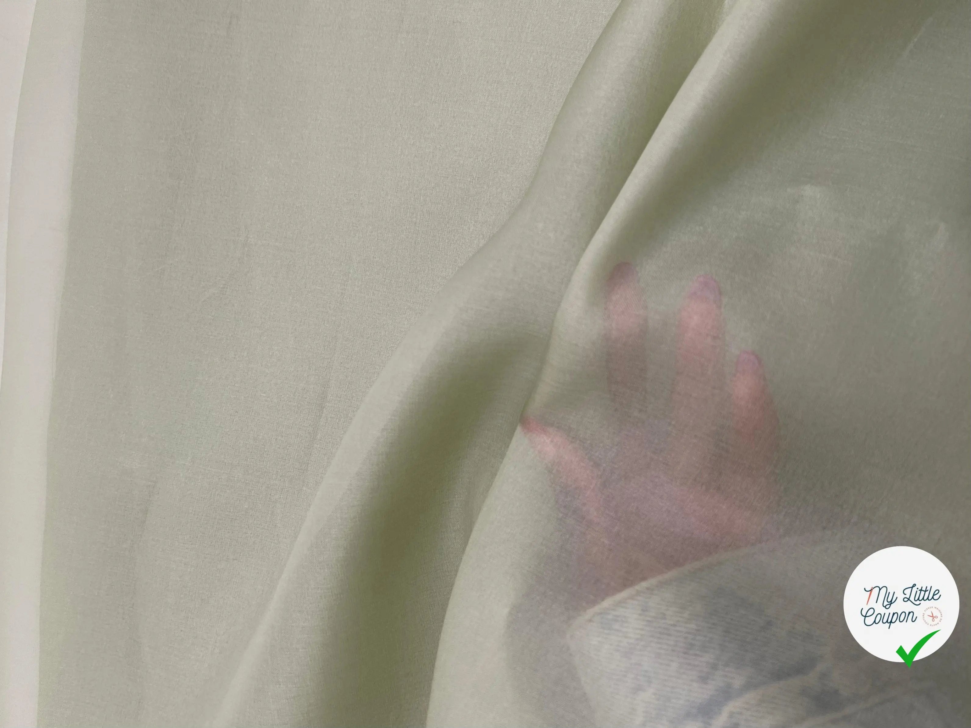 ORGANZA DE SOIE VERT AMANDE - My Little Coupon - tissu - coudre