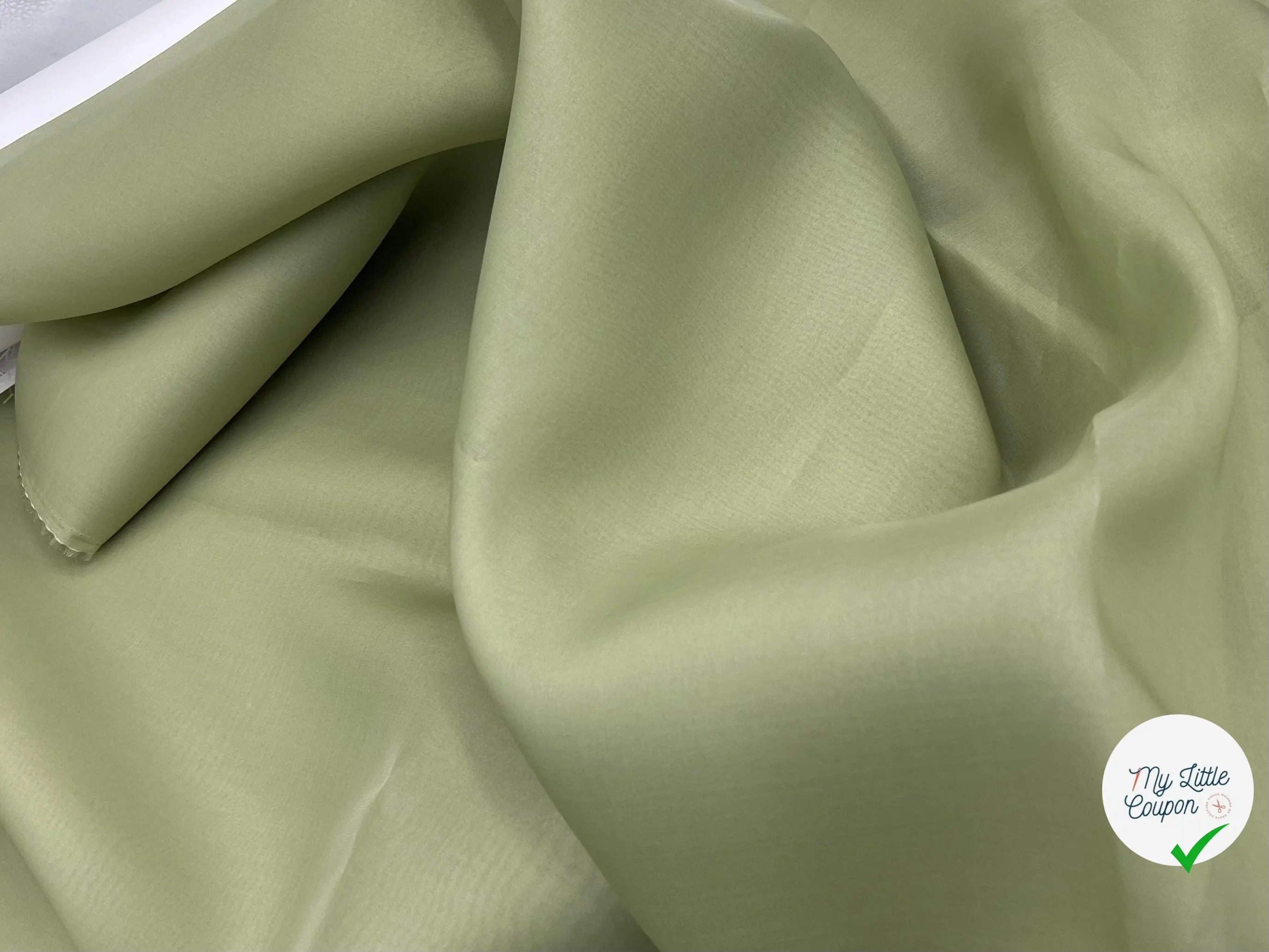 ORGANZA DE SOIE VERT AMANDE - My Little Coupon - tissu - coudre