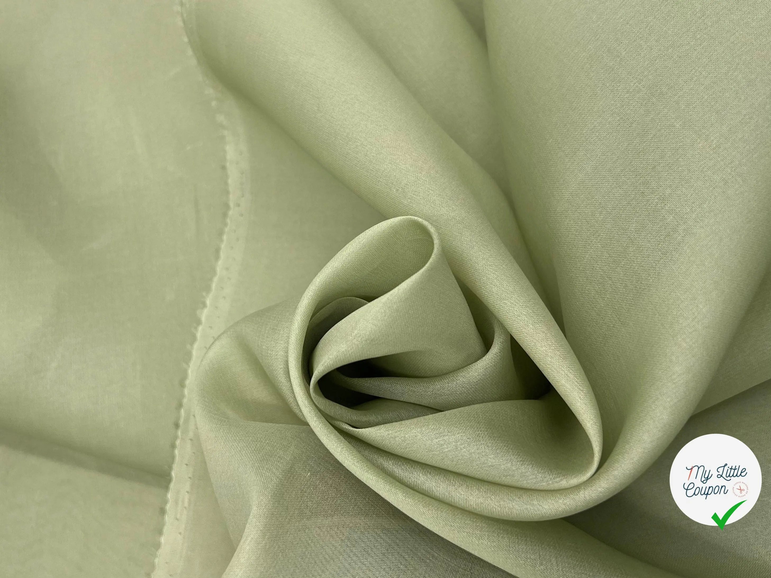 ORGANZA DE SOIE VERT AMANDE - My Little Coupon - tissu - coudre