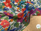 ORGANZA IMPRIMÉ FLEURS MULTICOLORES AVEC DES RAYURES TEXTURÉES - My Little Coupon