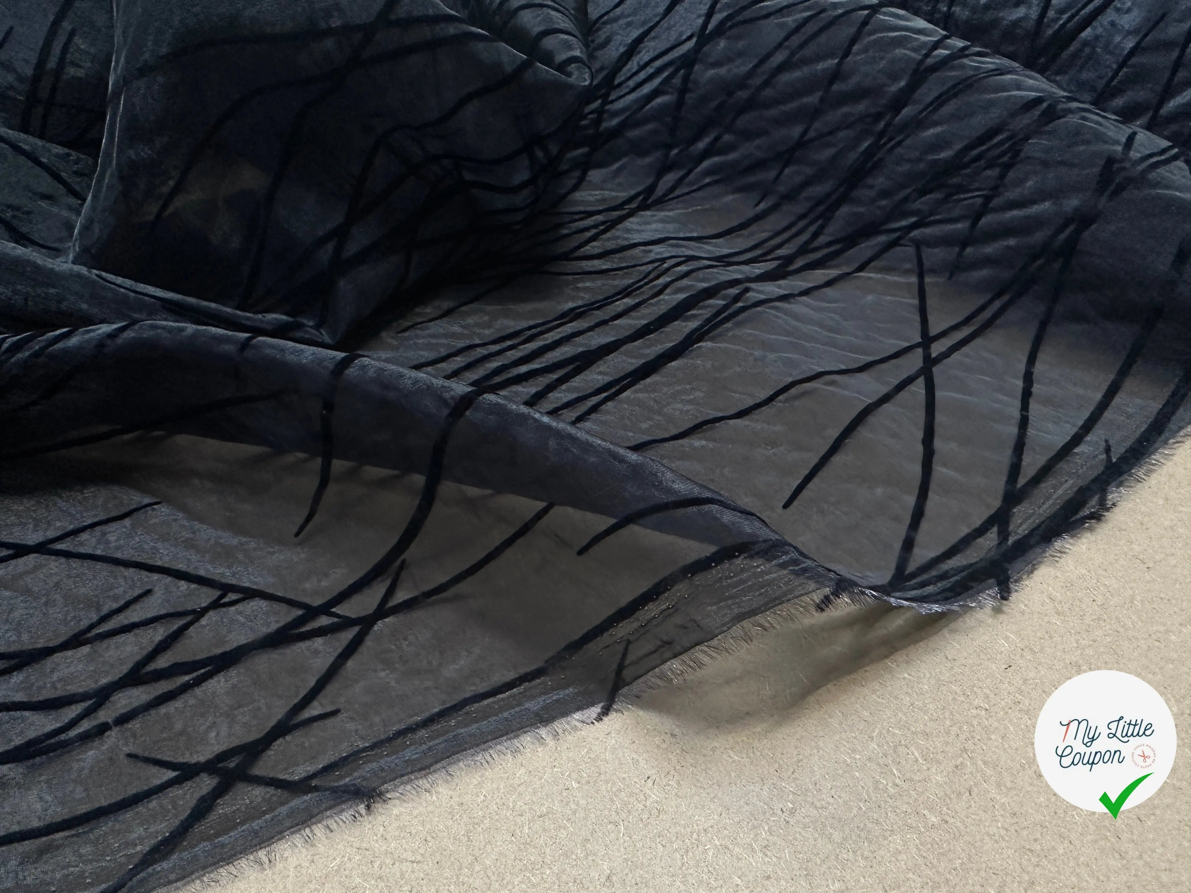 ORGANZA NOIR DEVORÉ PANNE DE VELOURS - My Little Coupon