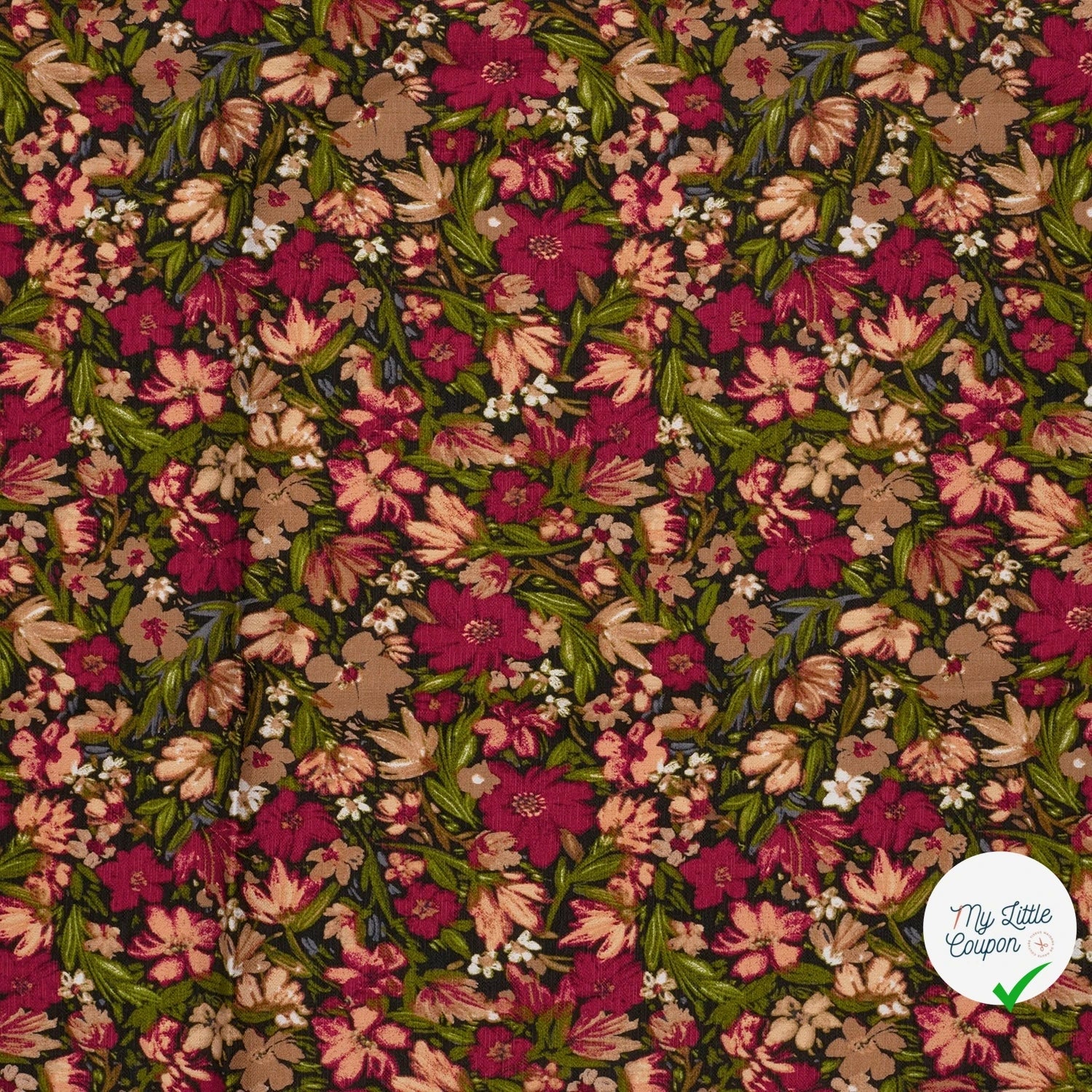 Ottoman de viscose fleurs bordeaux