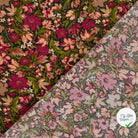 Ottoman de viscose fleurs bordeaux