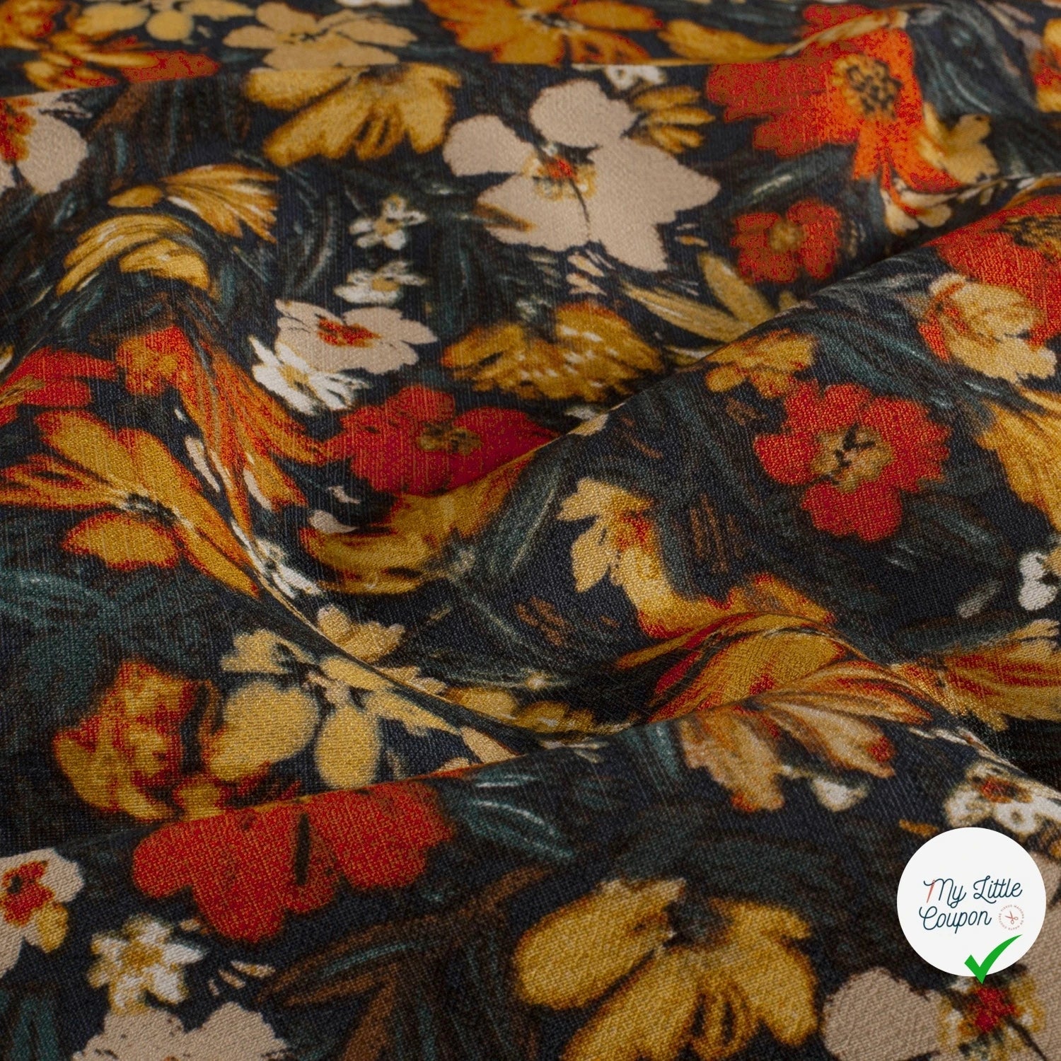 Ottoman de viscose fleurs brique