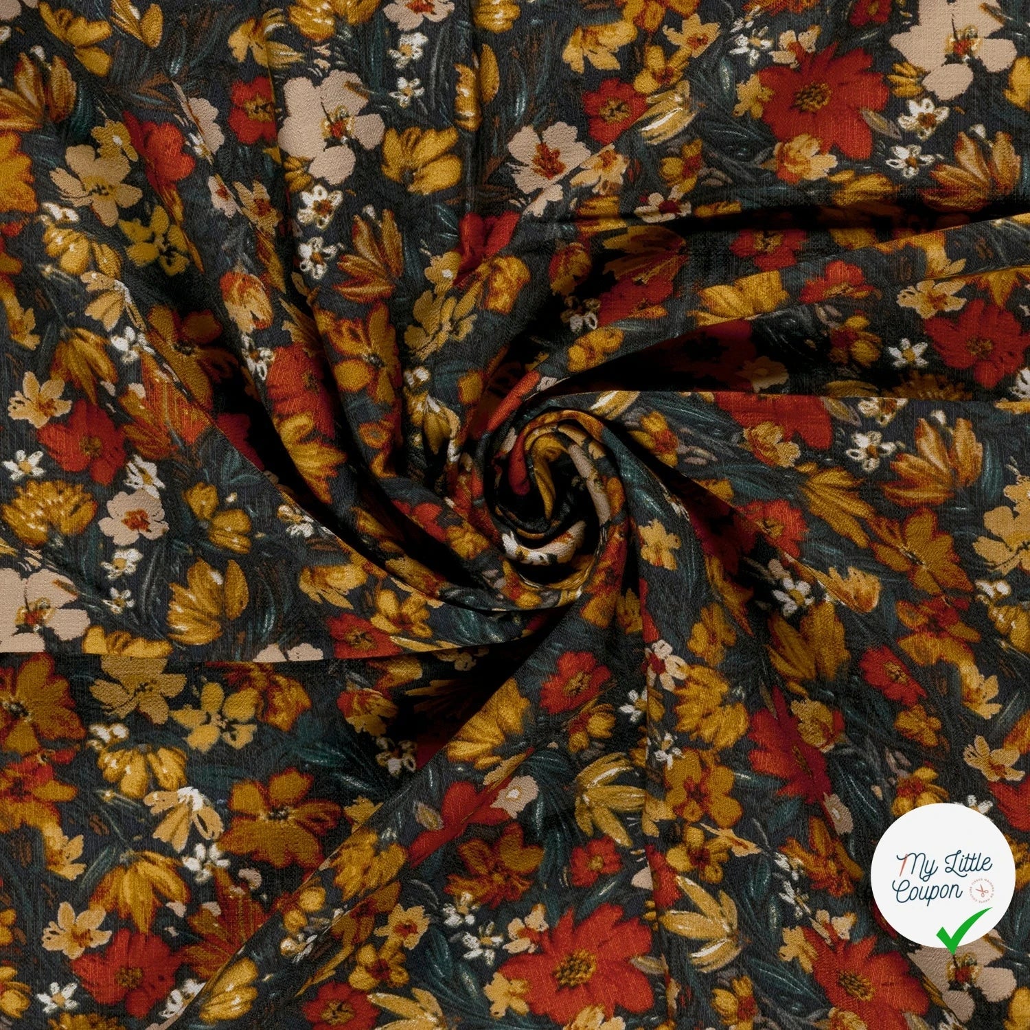 Ottoman de viscose fleurs brique