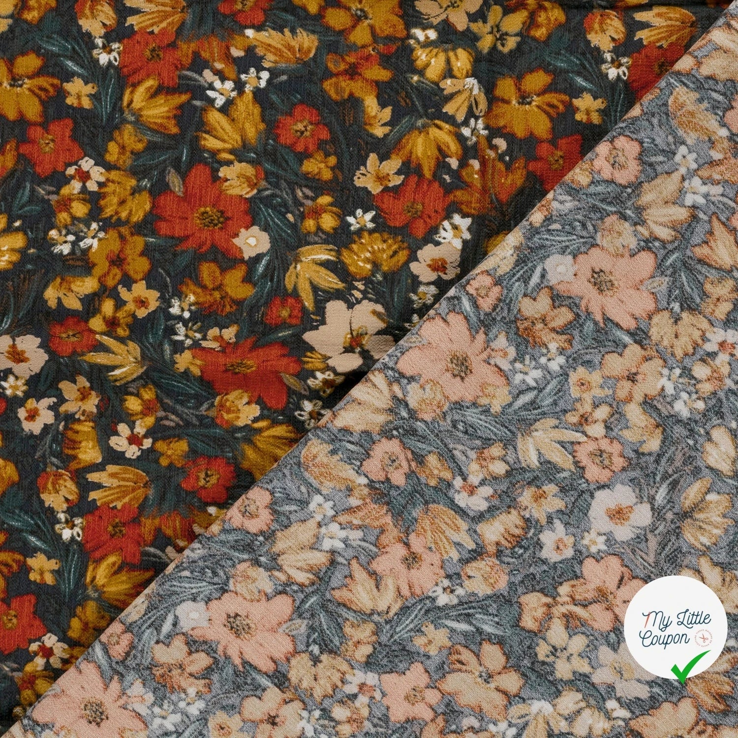Ottoman de viscose fleurs brique