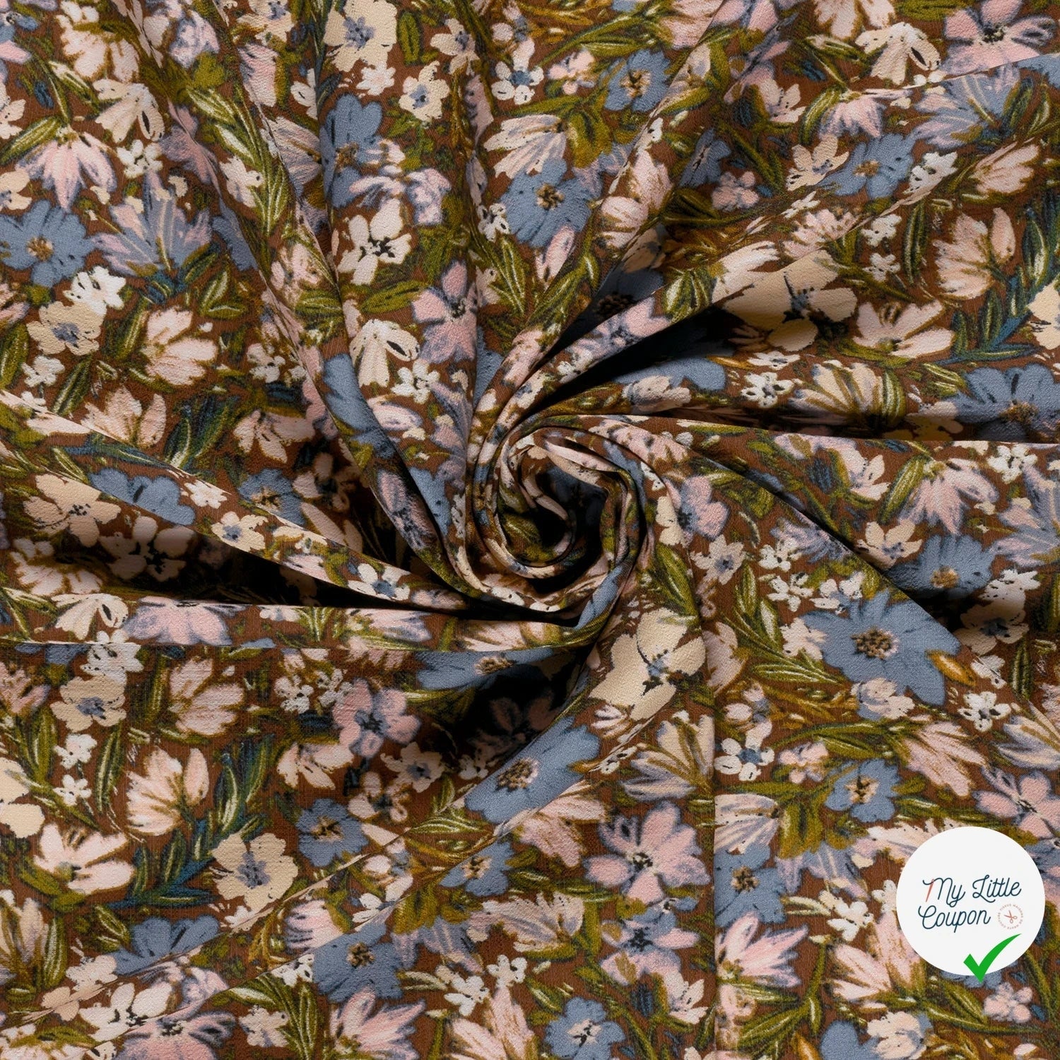Ottoman de viscose fleurs marron