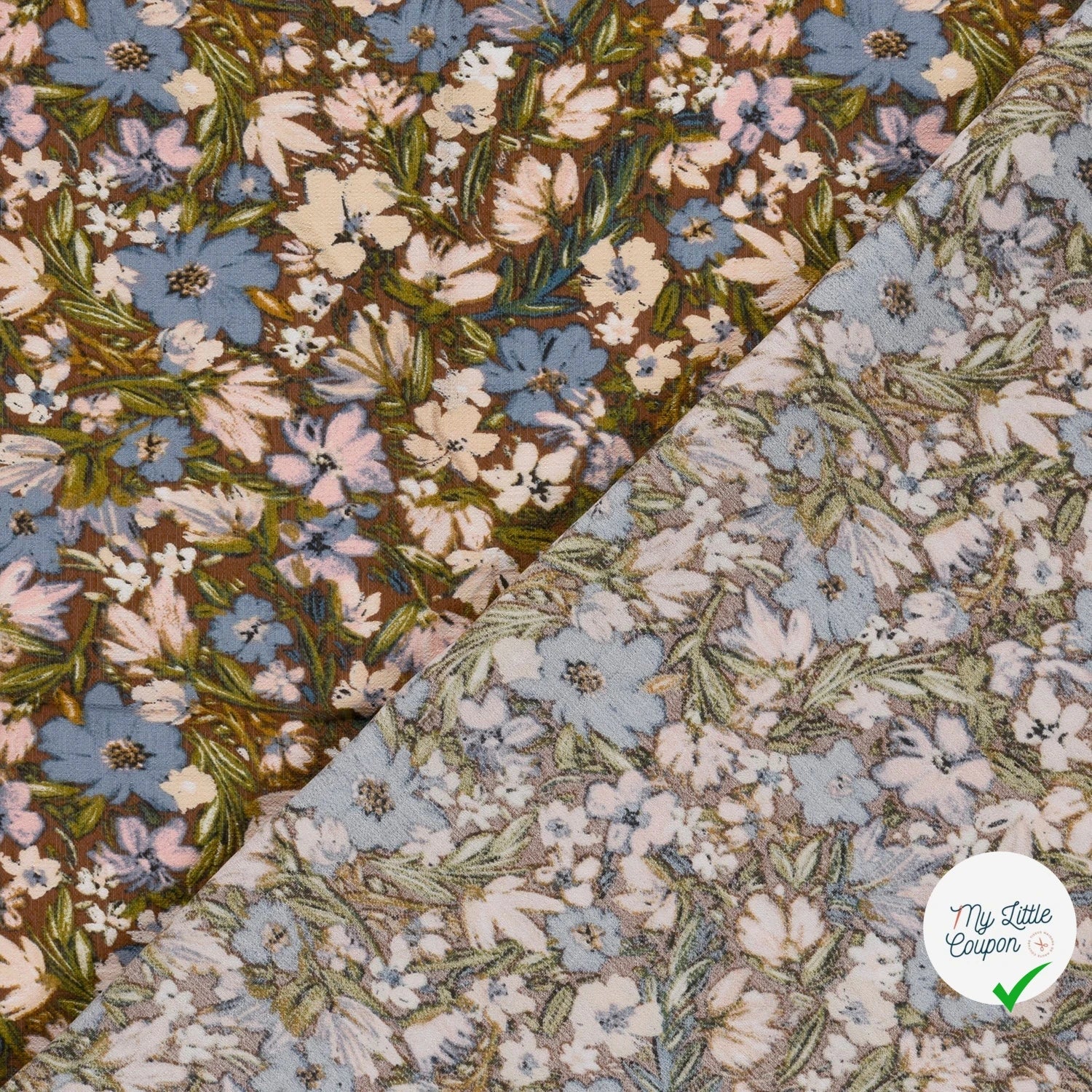 Ottoman de viscose fleurs marron