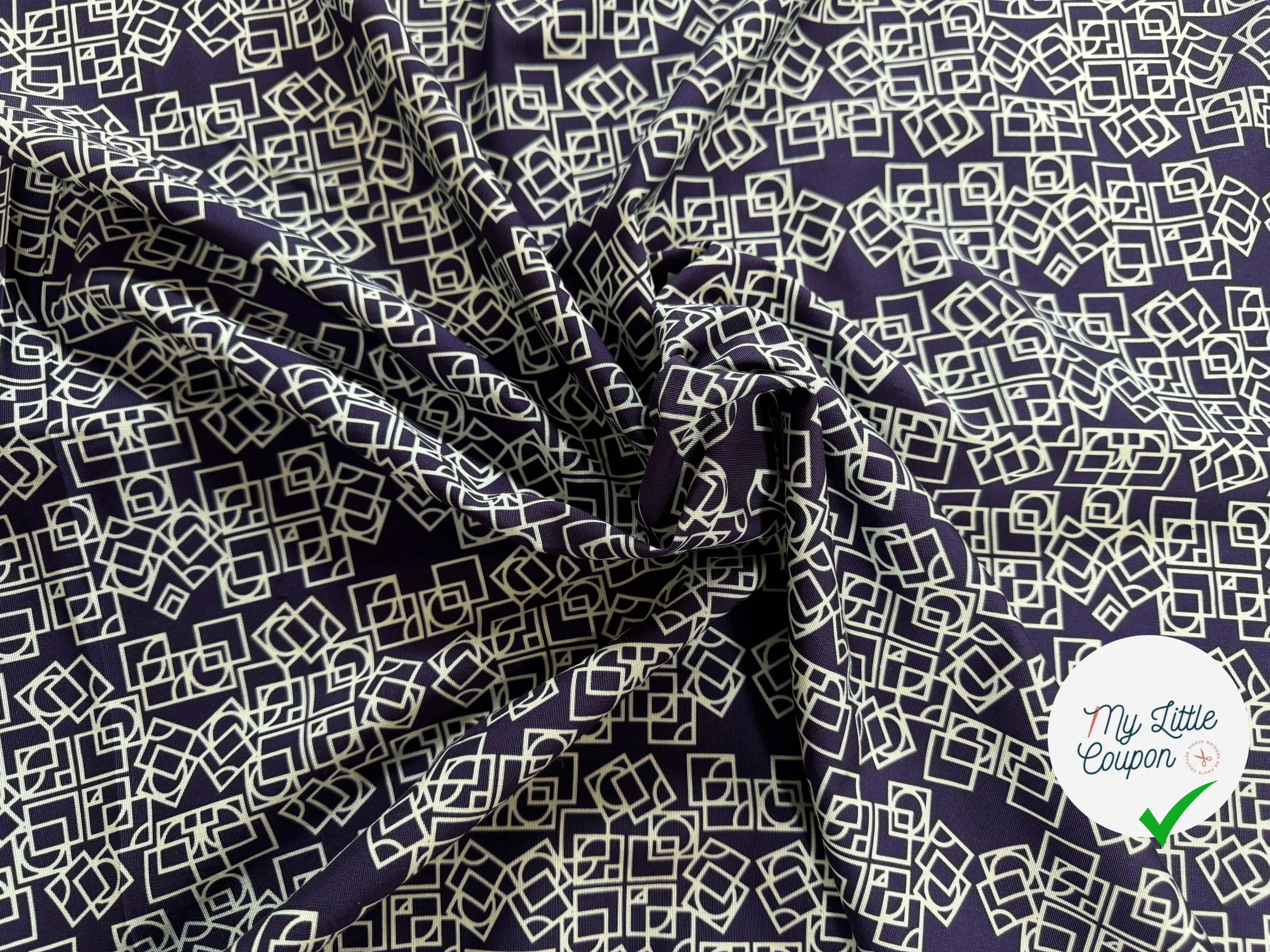 OTTOMAN VISCOSE COTON GÉOMETRIE VERT SUR BLEU - My Little Coupon