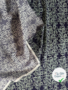 OTTOMAN VISCOSE COTON GÉOMETRIE VERT SUR BLEU - My Little Coupon