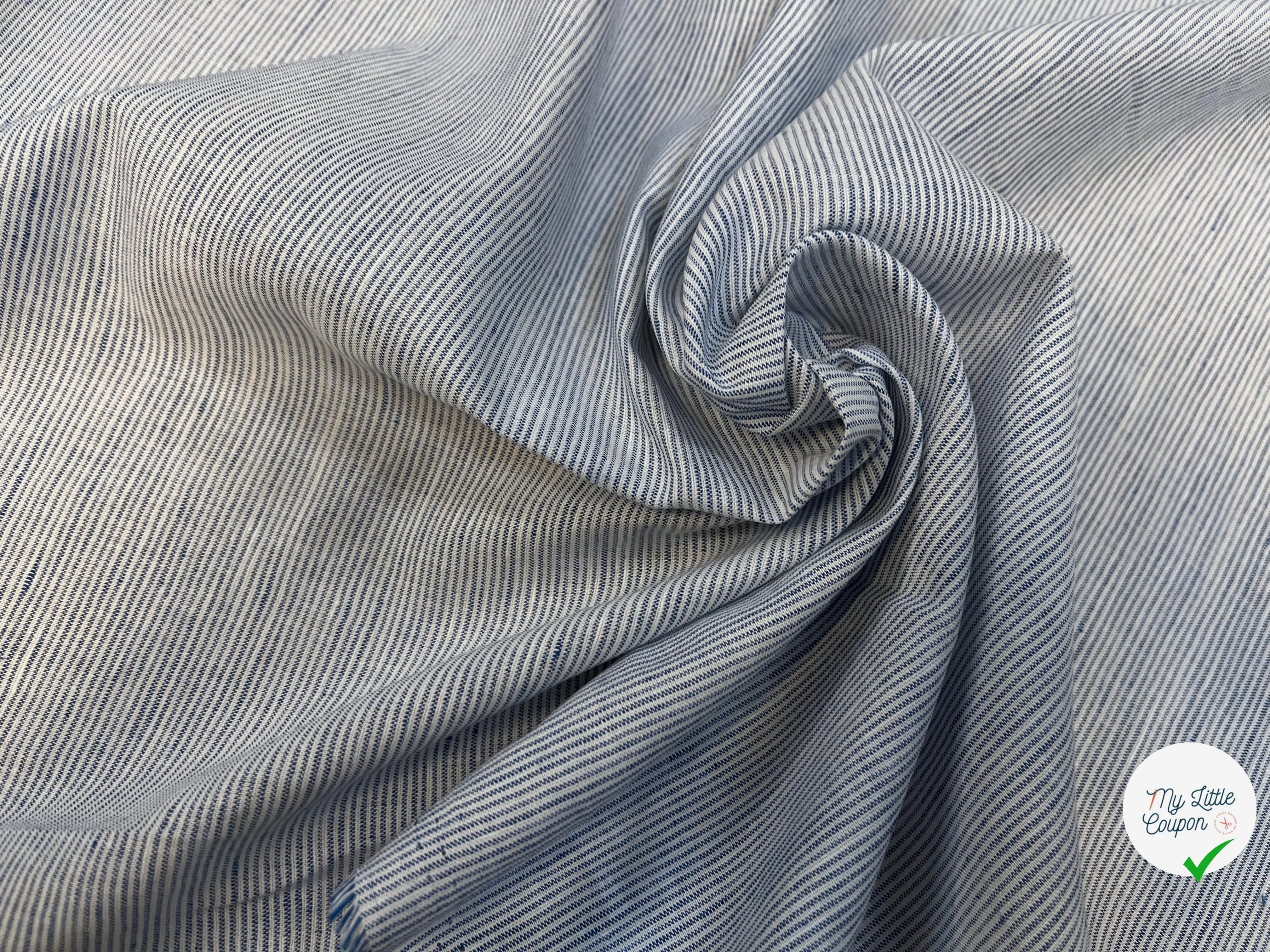 OXFORD 100% COTON BLANC À RAYURES BLEUES - My Little Coupon
