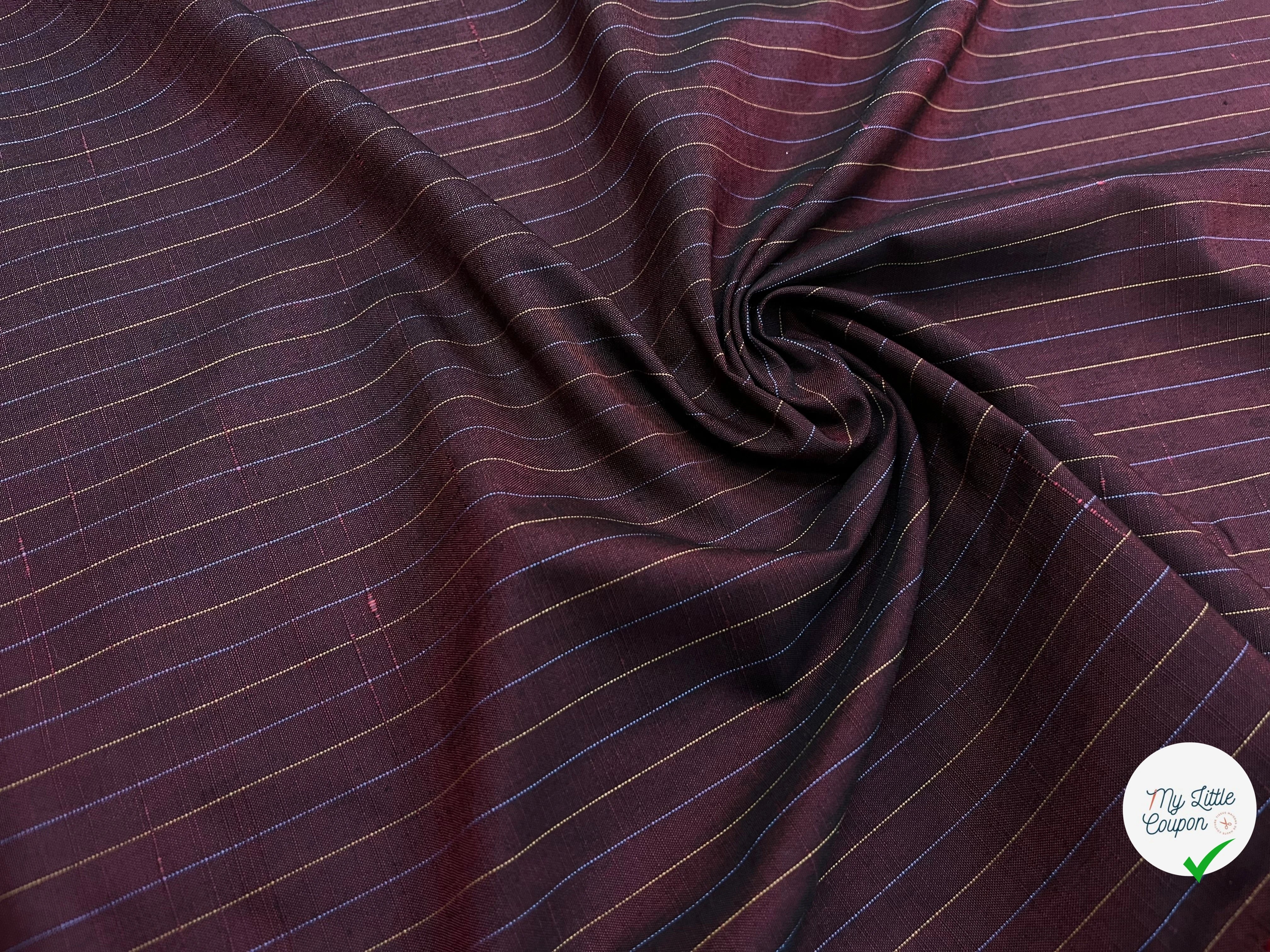 OXFORD DRU VISCOSE ROUGE WINE À RAYURES BLEU&JAUNE - My Little Coupon