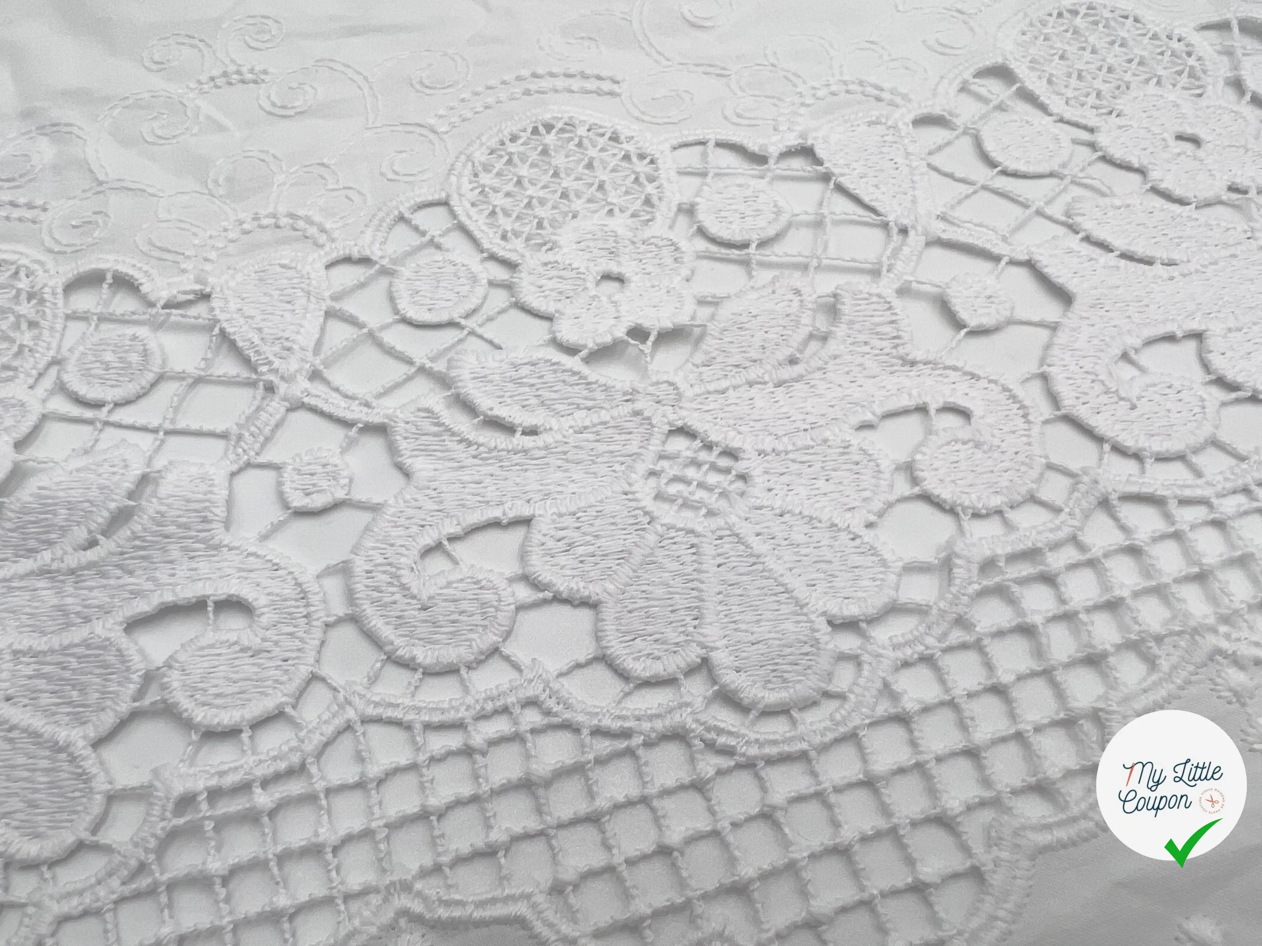 PERCALE BLANCHE À BASE REBRODÉE GUIPURE - My Little Coupon - tissu - coudre