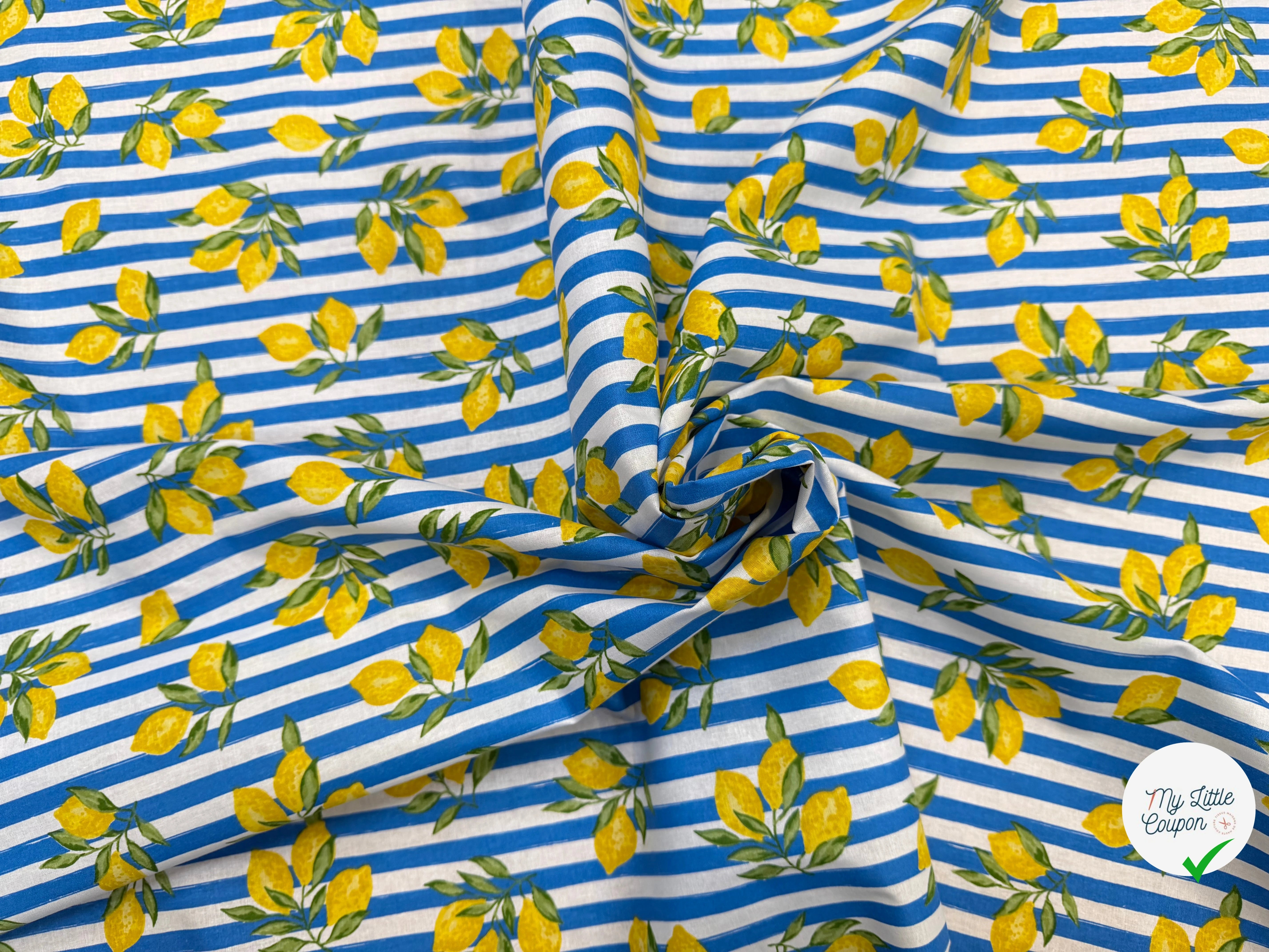 PERCALE COTON ETNA BLANC BLEU 150 CM - My Little Coupon