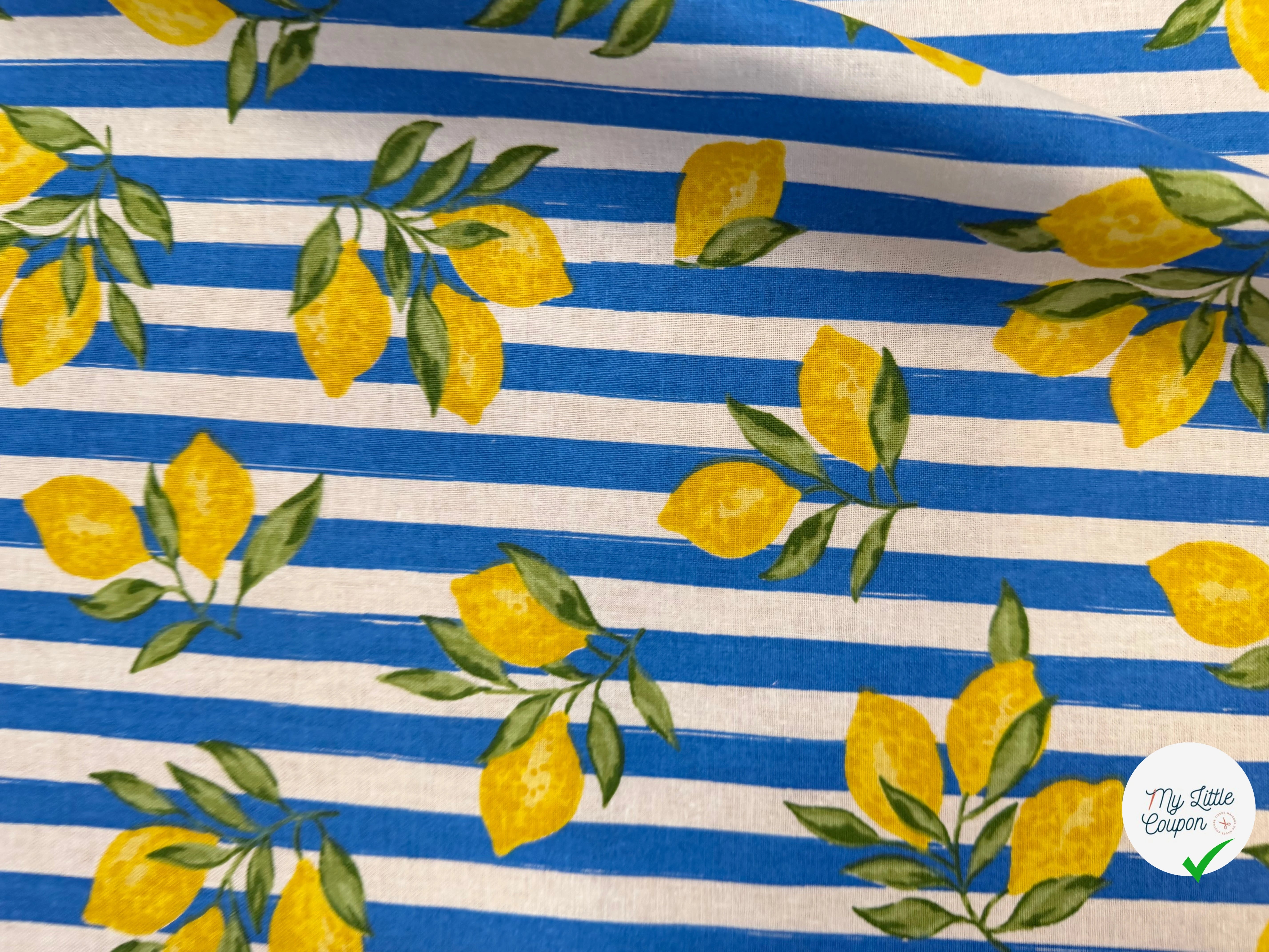 PERCALE COTON ETNA BLANC BLEU 150 CM - My Little Coupon