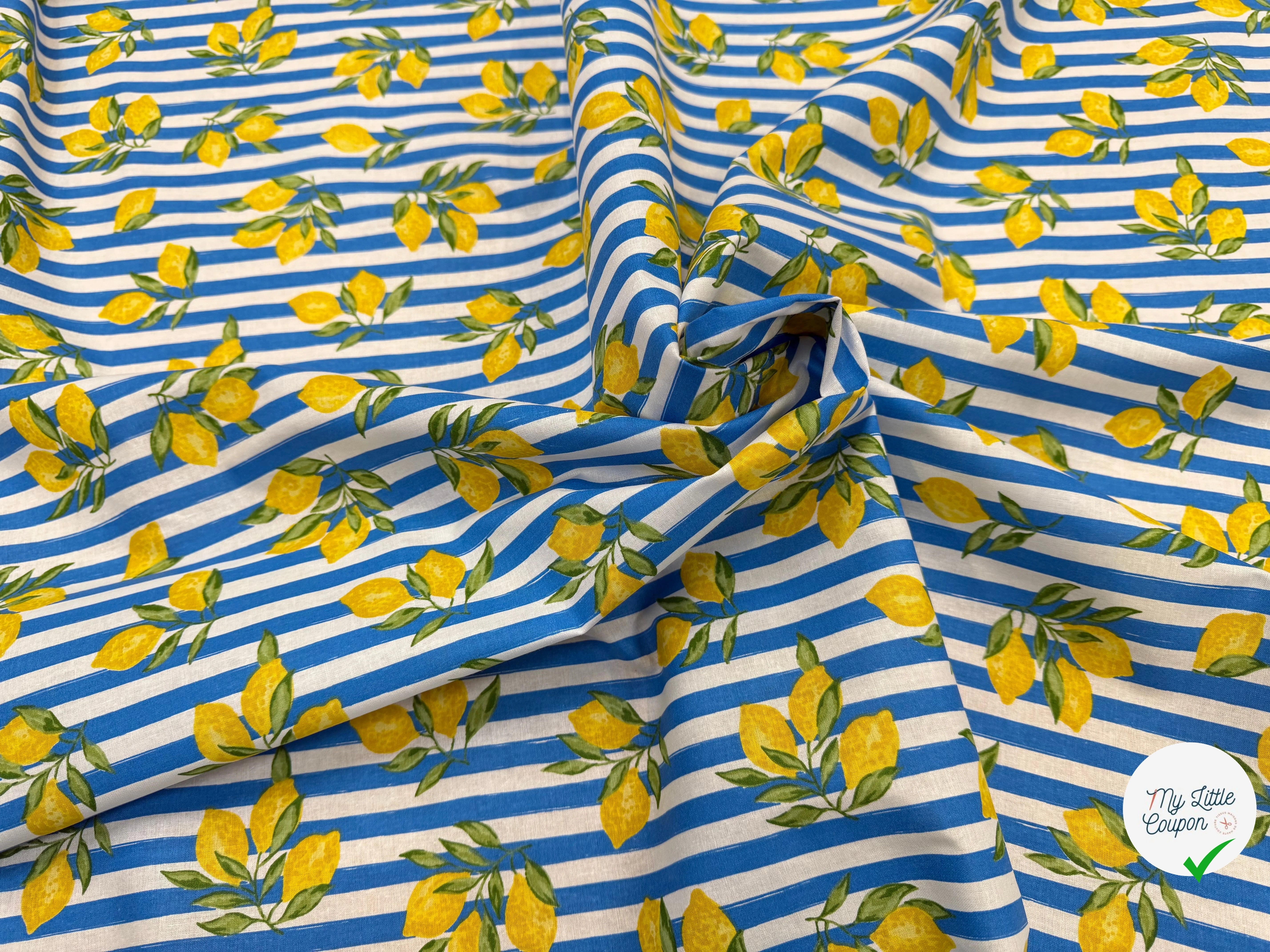 PERCALE COTON ETNA BLANC BLEU 150 CM - My Little Coupon