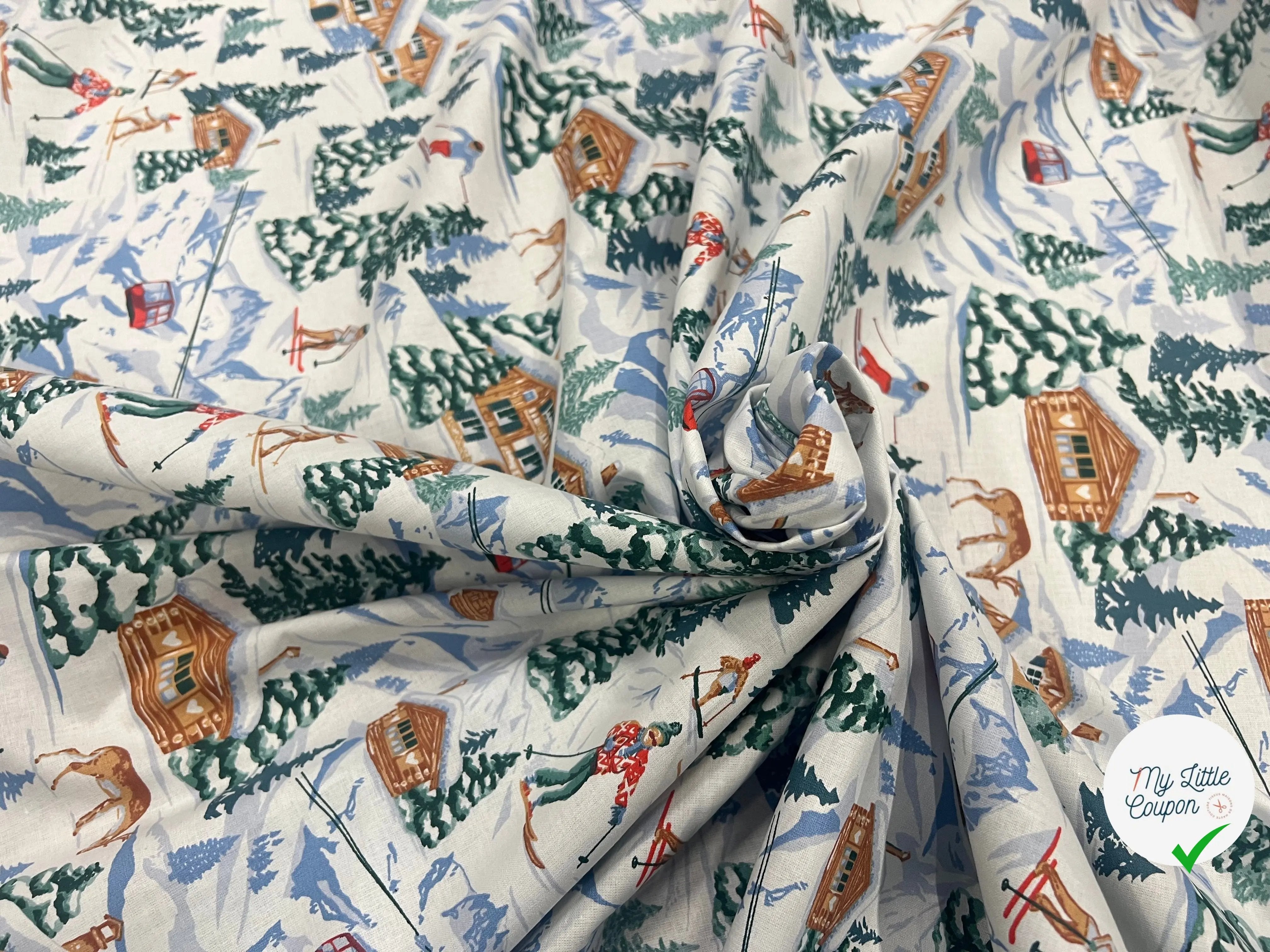 PERCALE COTON MERIBEL BLANC PRINT - My Little Coupon