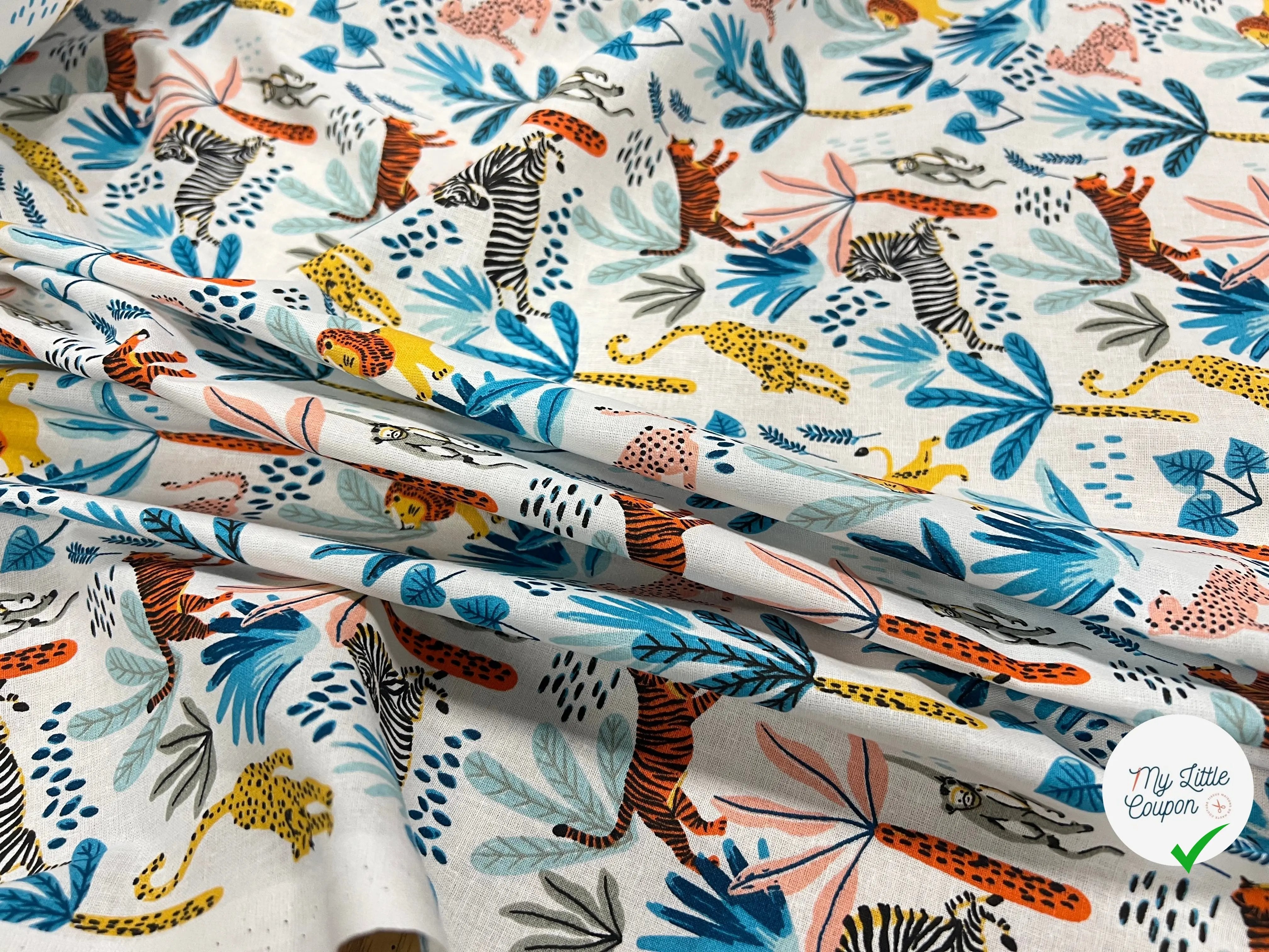 PERCALE COTON SIMBA BLEU PRINT - My Little Coupon