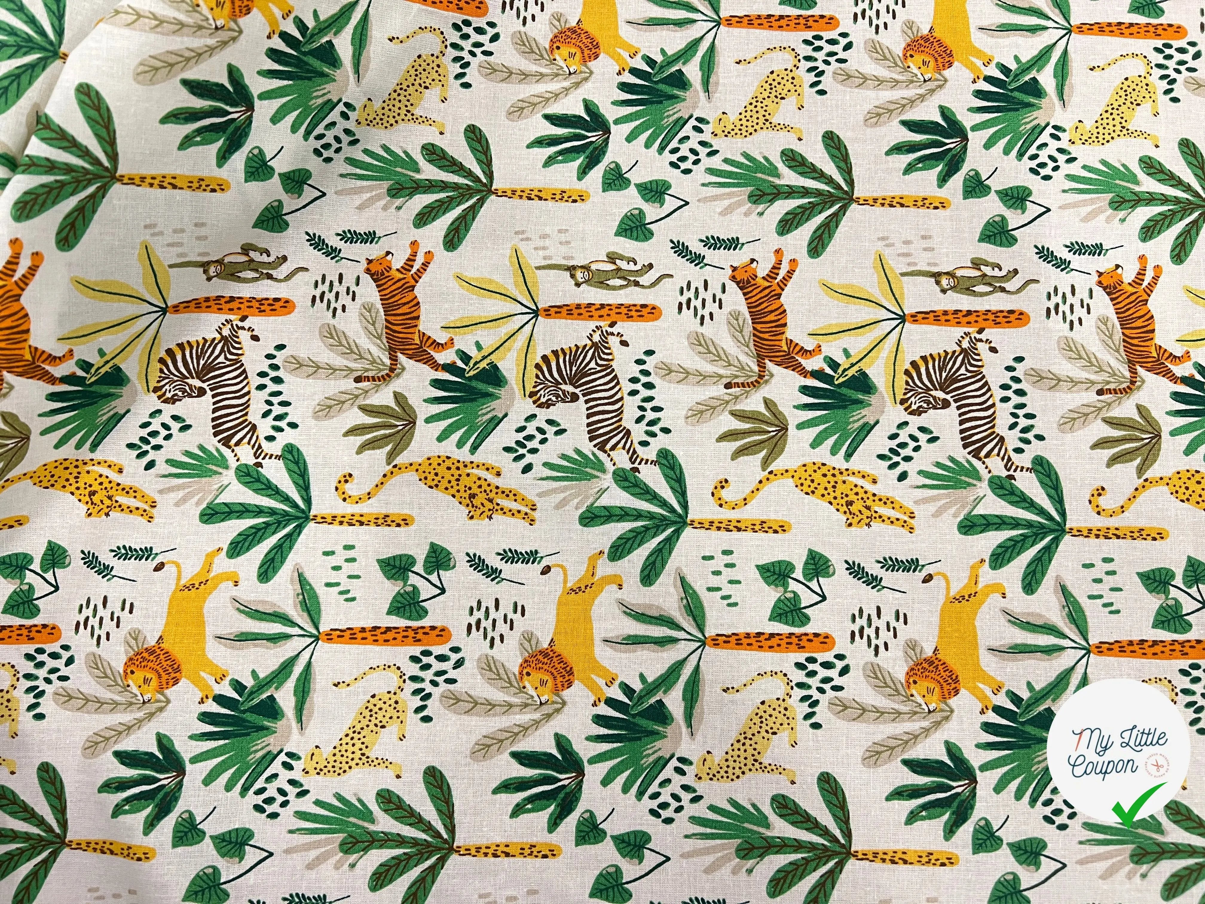 PERCALE COTON SIMBA VERT PRINT - My Little Coupon