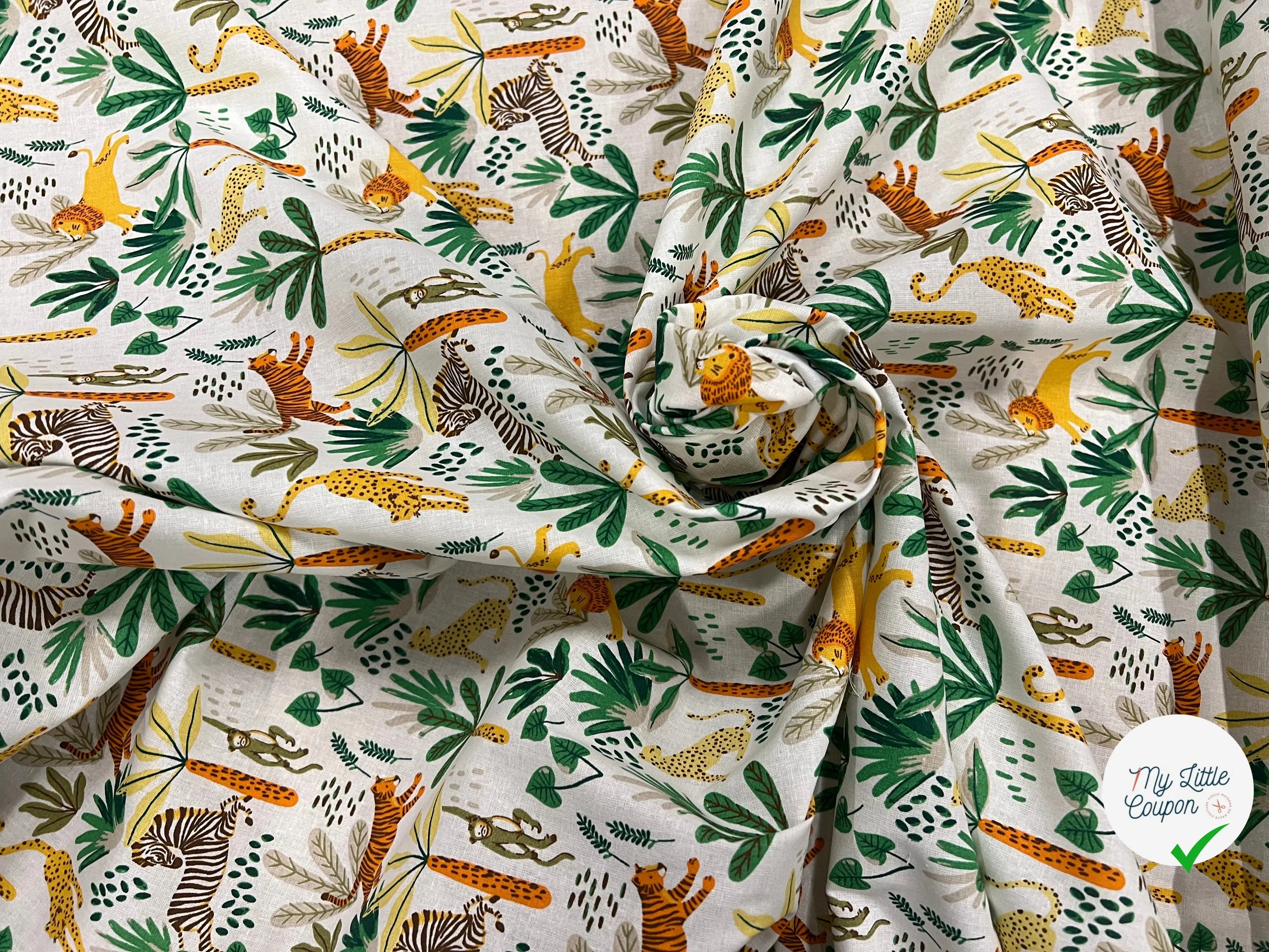 PERCALE COTON SIMBA VERT PRINT - My Little Coupon