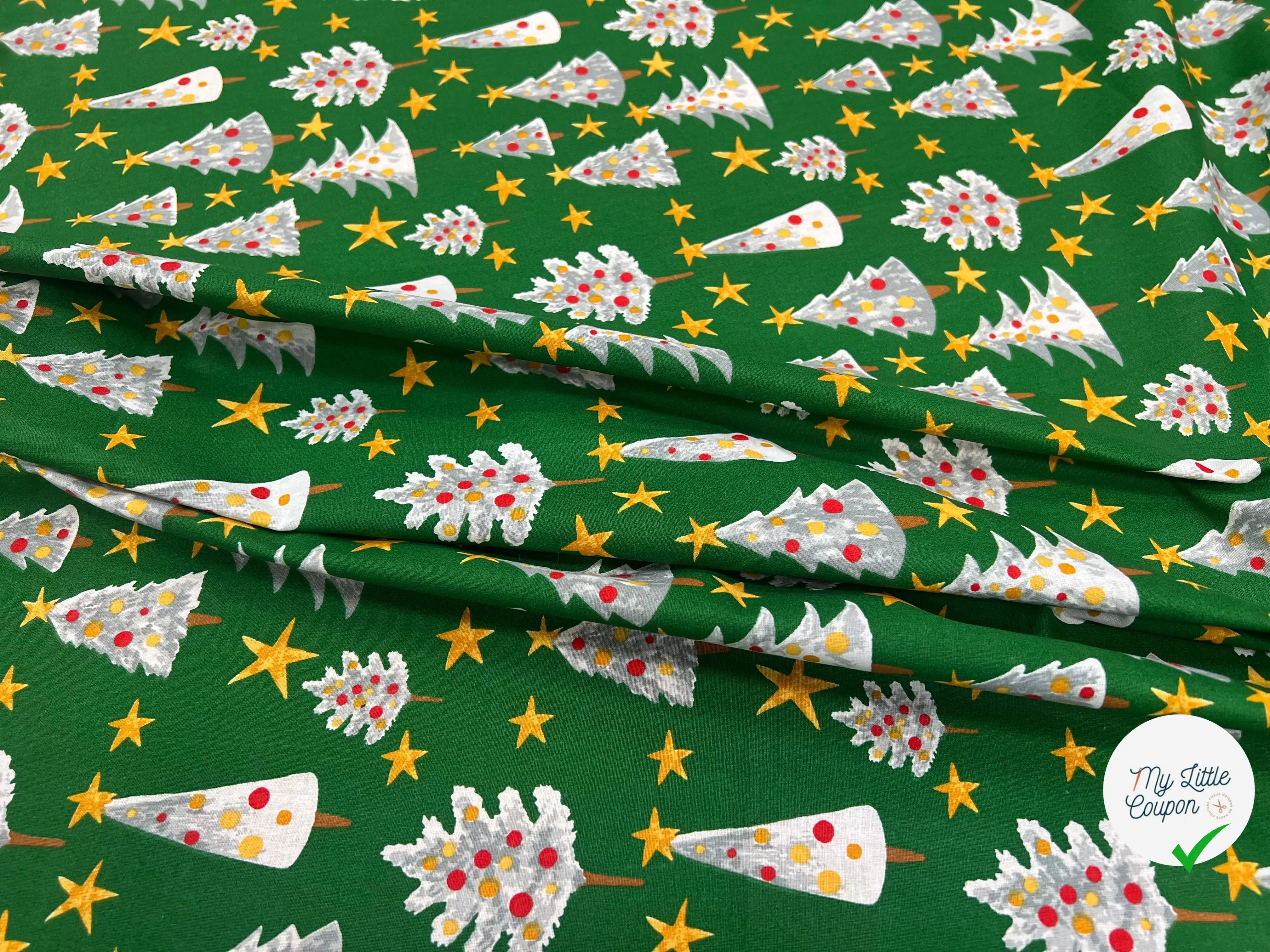 PERCALE COTON SOLVEIG VERT PRINT - My Little Coupon