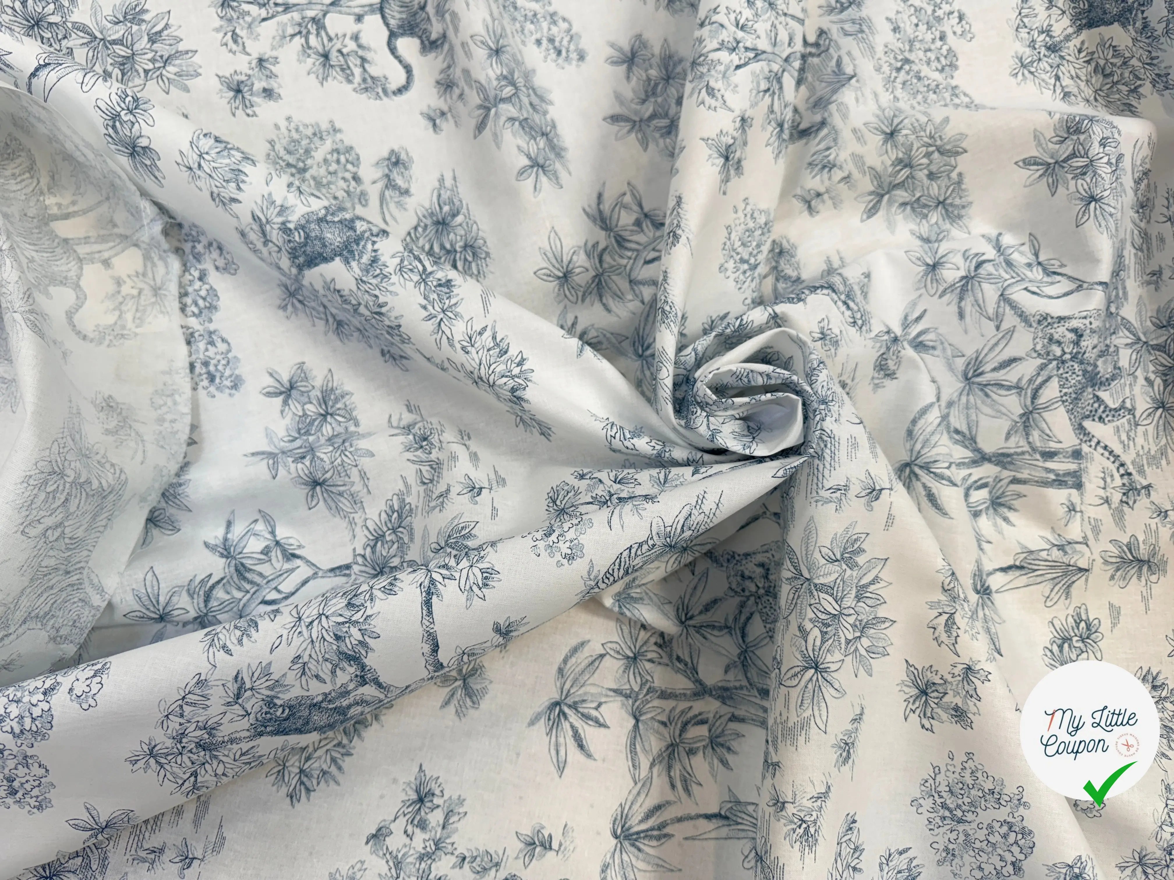 PERCALE DE COTON ACAJOU BLEU - My Little Coupon