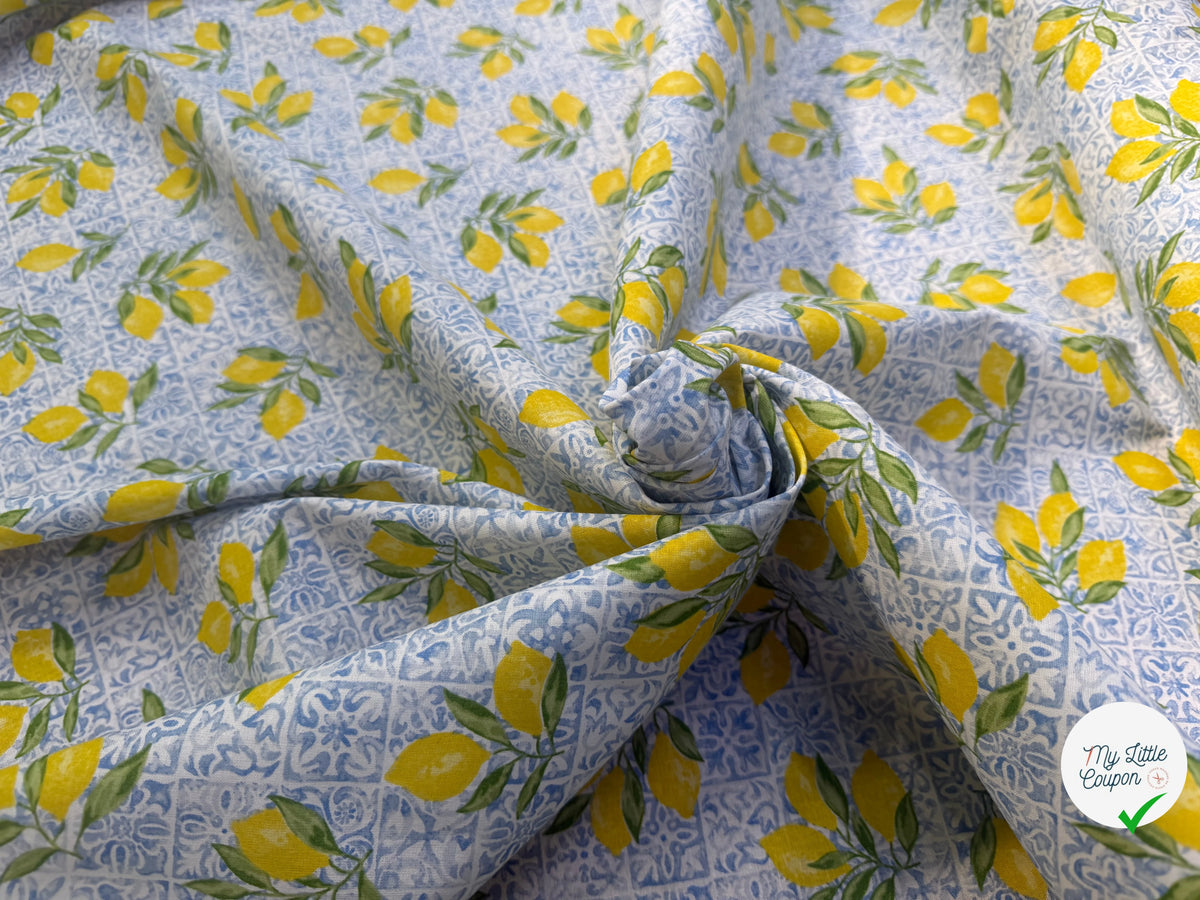PERCALE DE COTON ALGARVE BLEU 150 CM - My Little Coupon