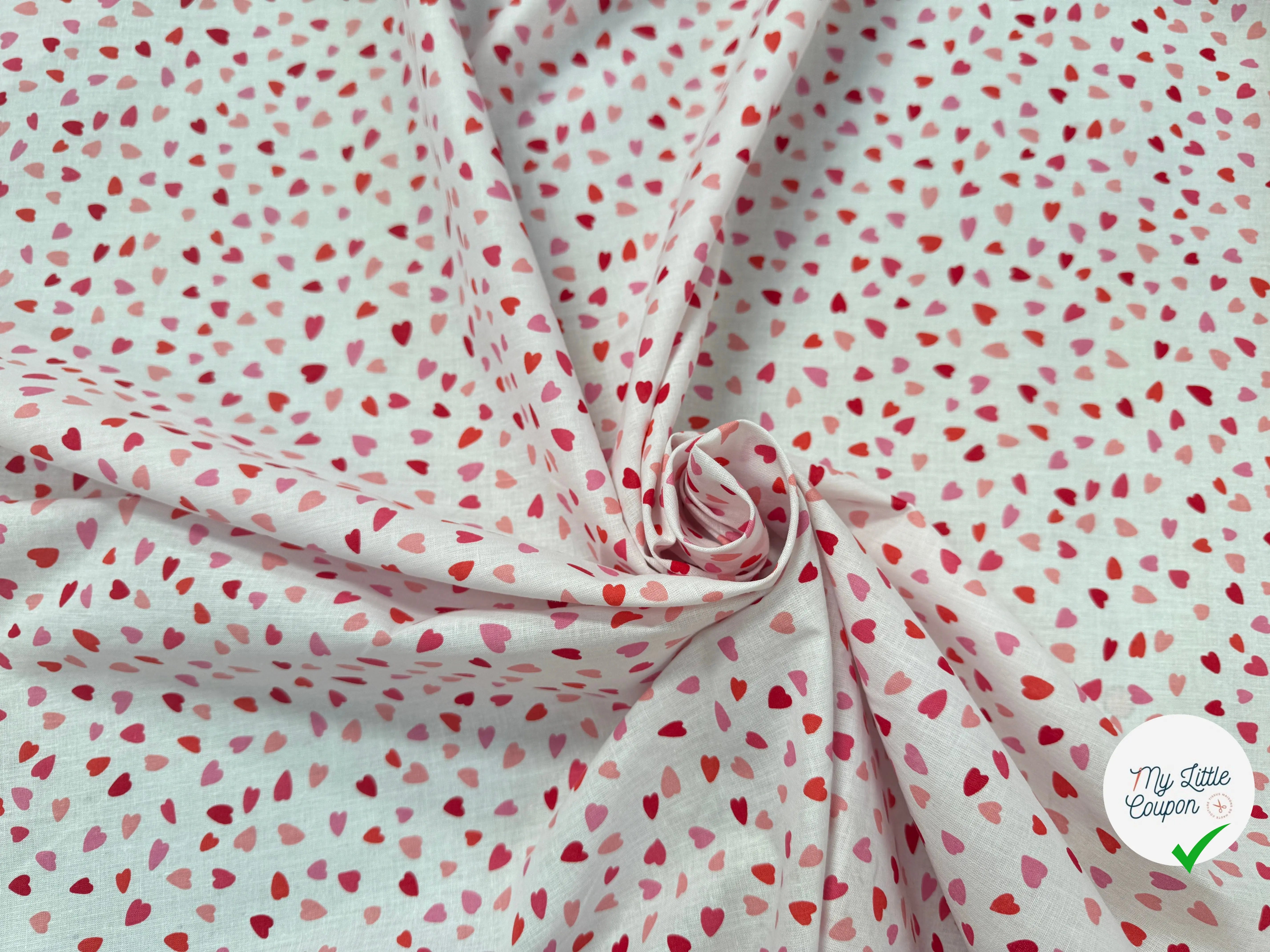 PERCALE DE COTON AMOUR BLANC - My Little Coupon