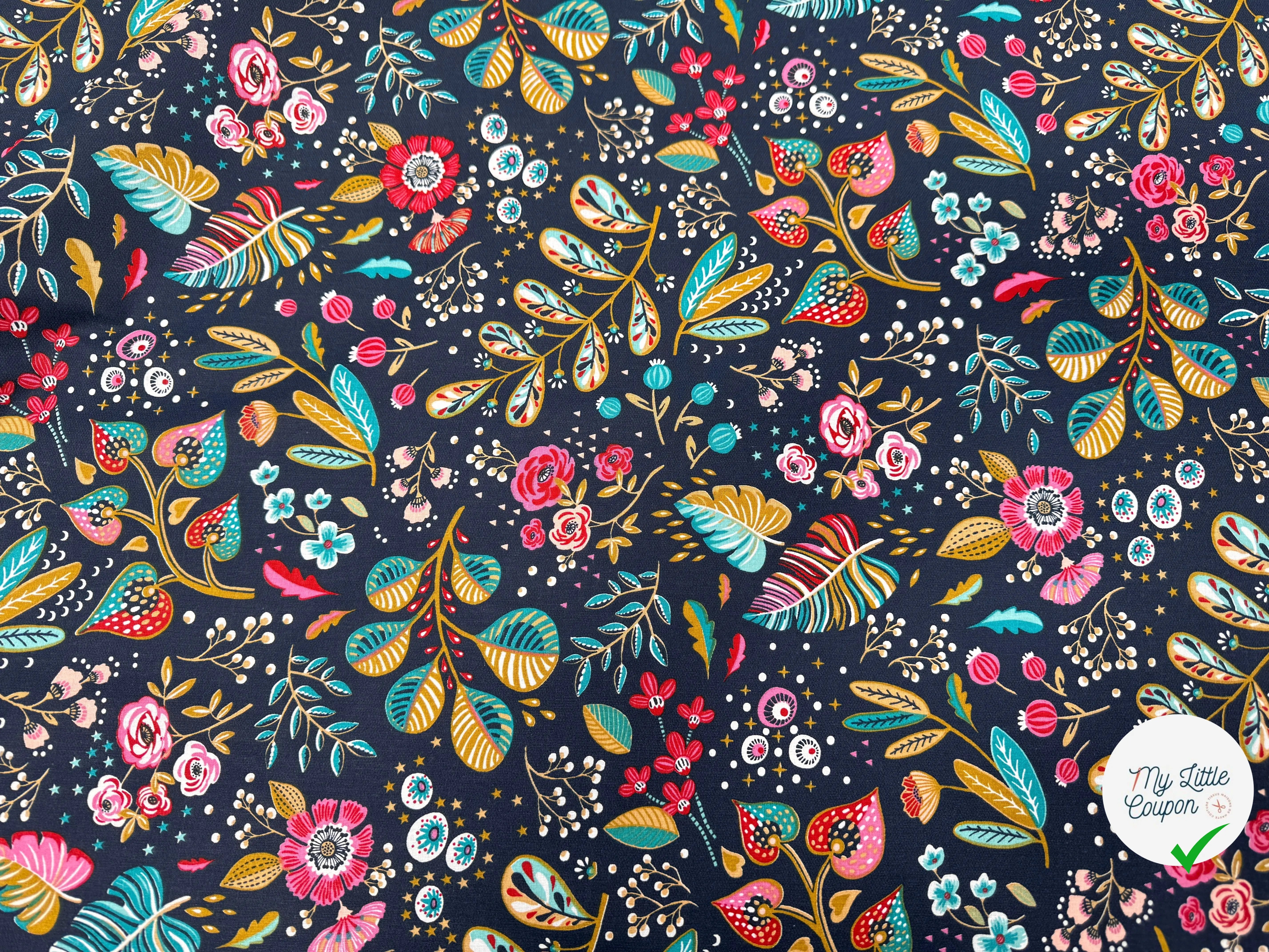 PERCALE DE COTON ANCOLIE ARDOISE - My Little Coupon