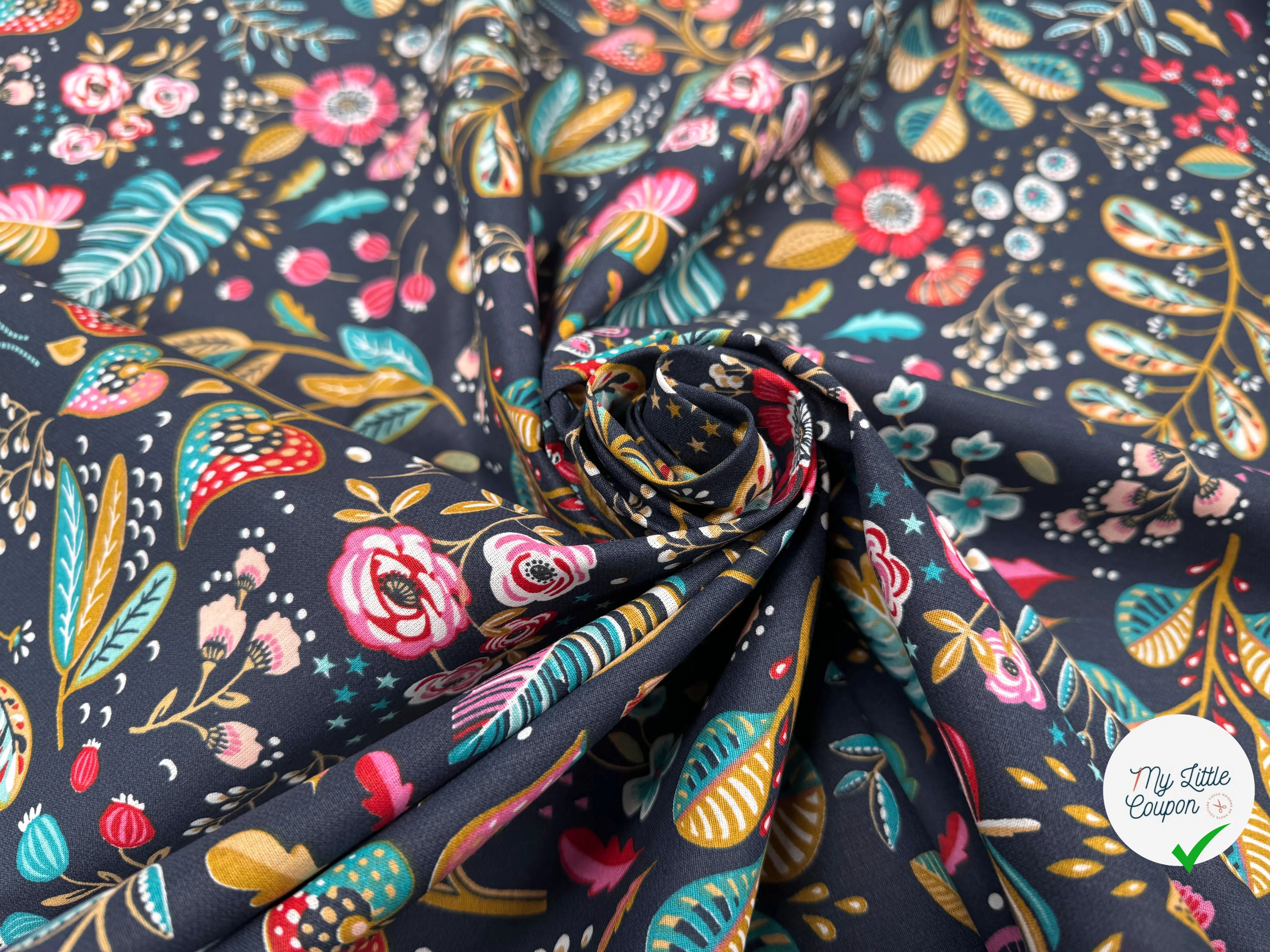 PERCALE DE COTON ANCOLIE ARDOISE - My Little Coupon